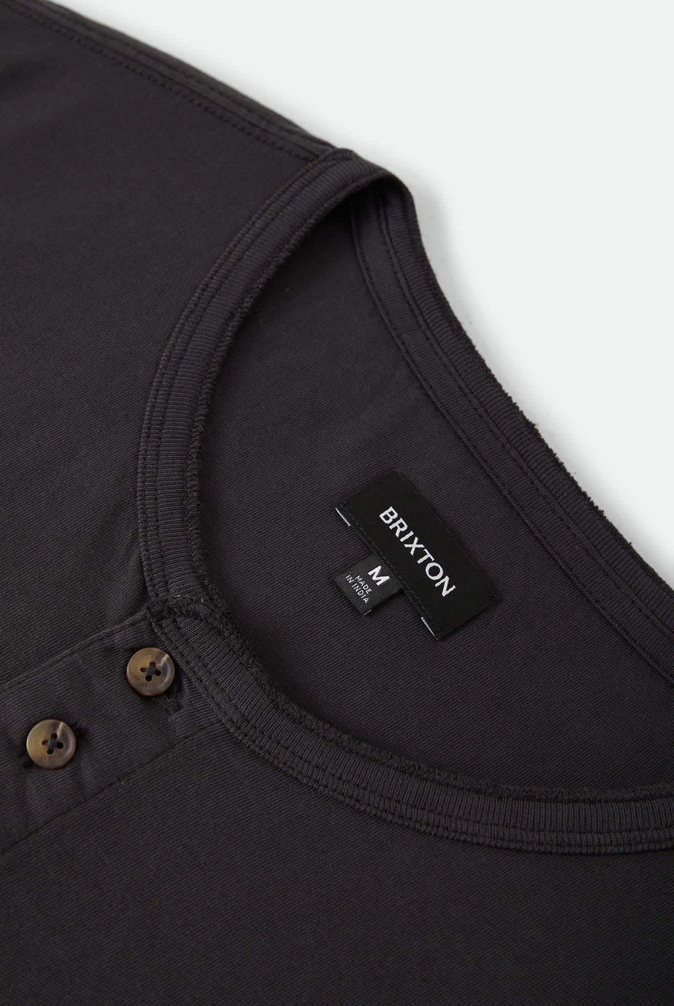 Men's Brixton Baseline Henley T-Shirt in the color Black - Additional Laydown image