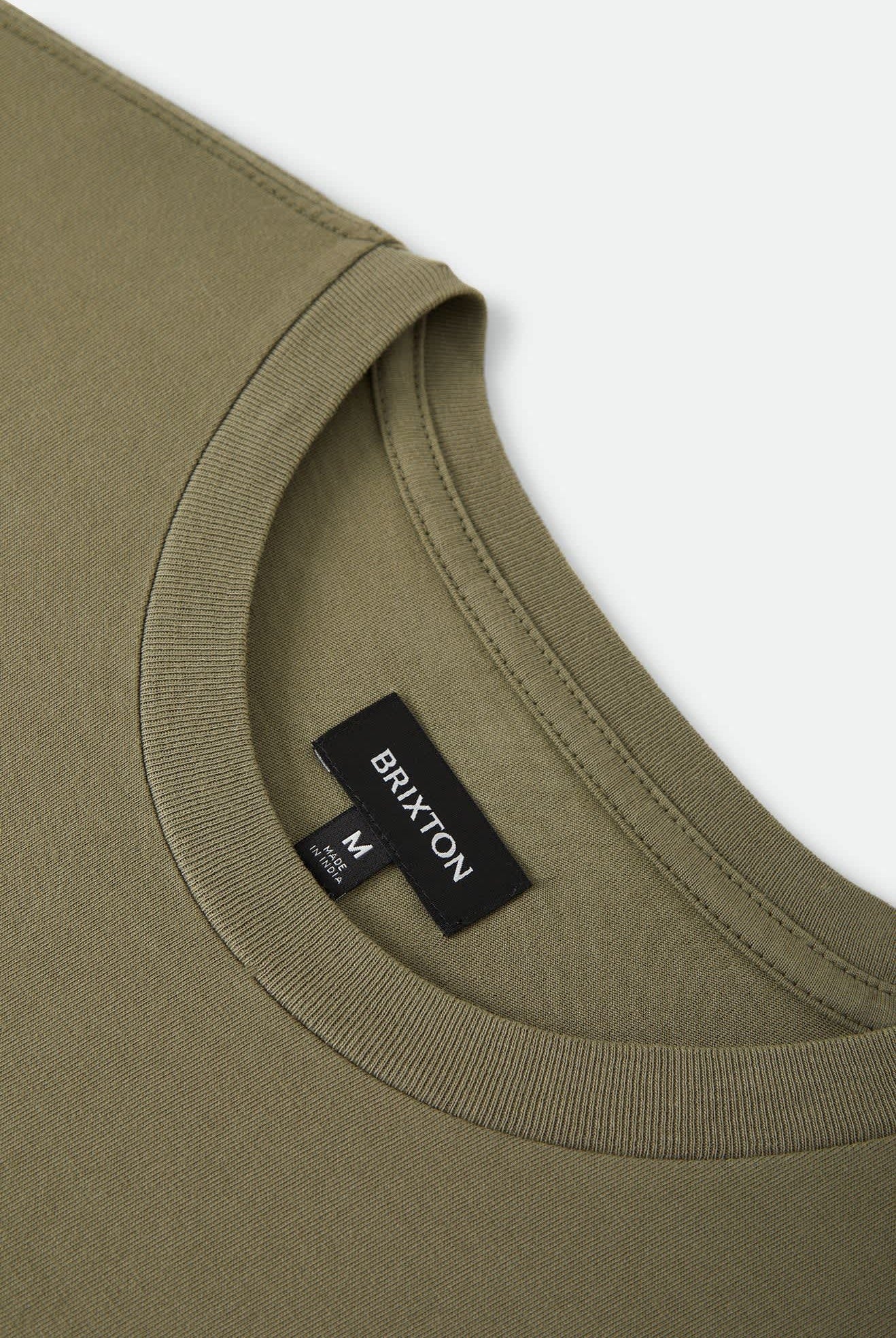 Men's Brixton Baseline Pocket T-Shirt in the color Olive Surplus Vintage Wash - Additional Laydown image