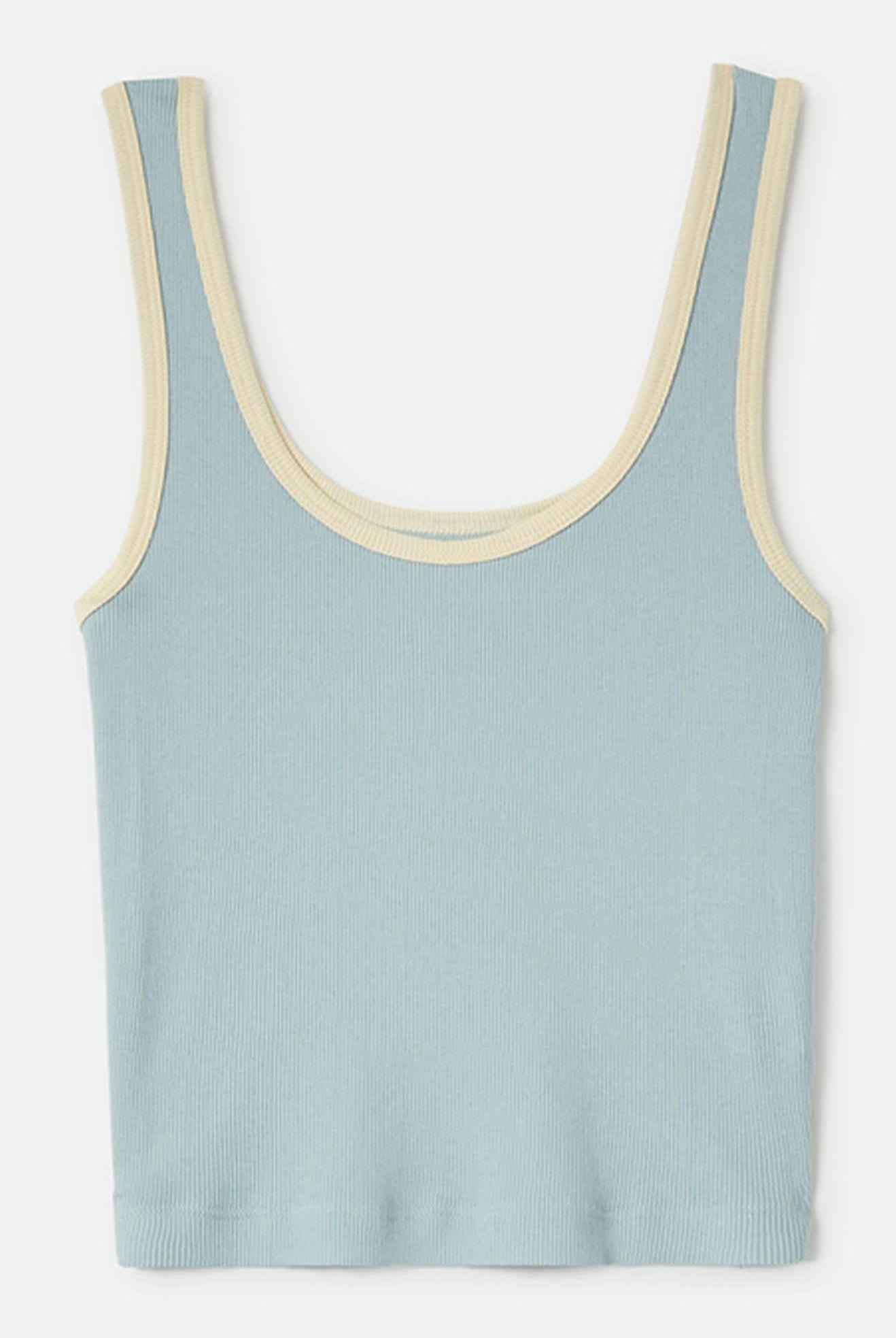 Women's Ringer Organic A-Tank in the color Sea Grass/Waxed Paper - Front Product View