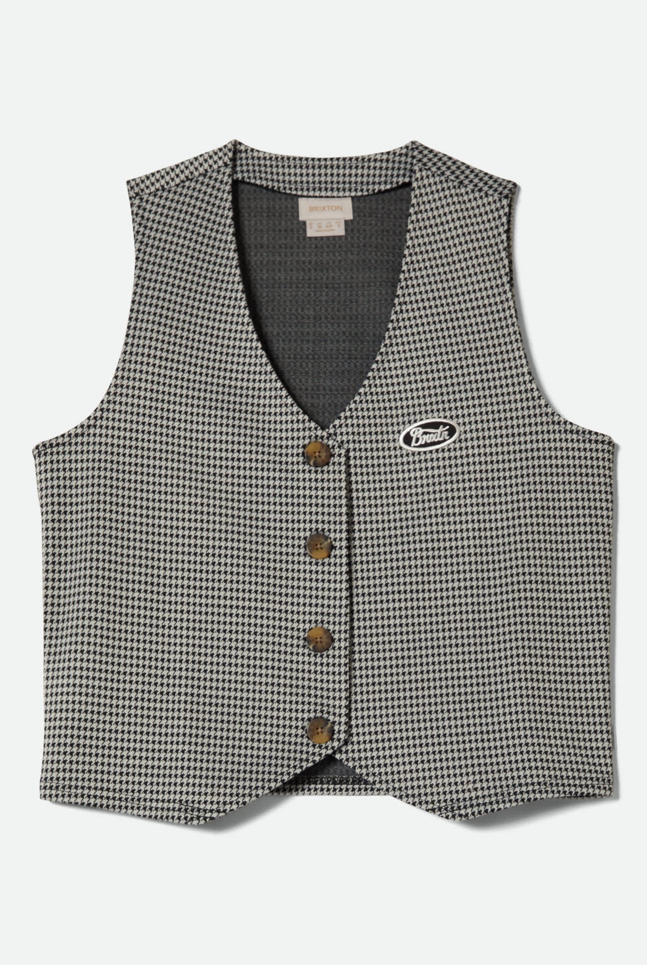 Women's Houndstooth Leisure Vest in the color Winter White/Black - Front Product View