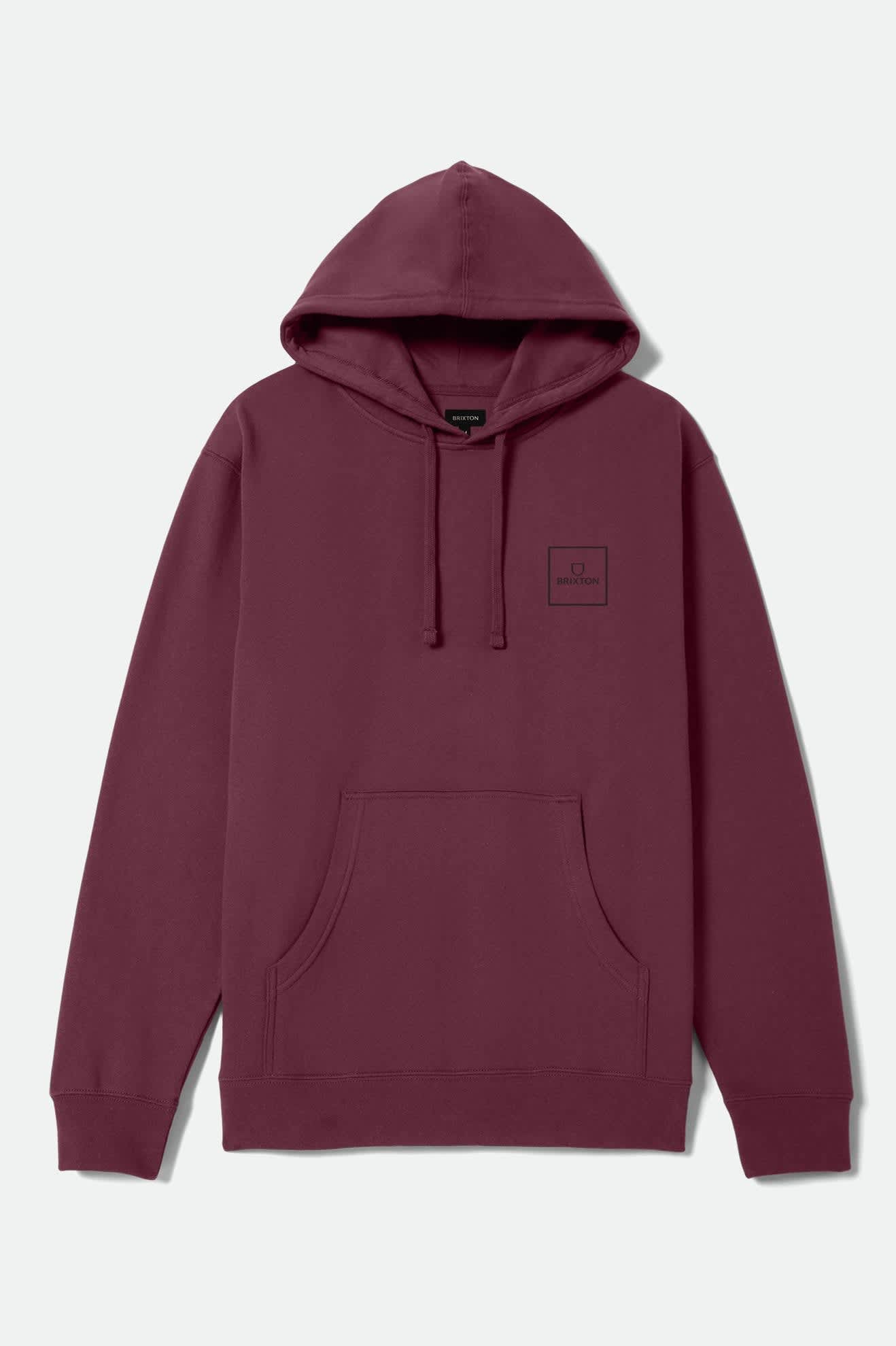 Men's Alpha Square Hoodie in the color Maroon/Black - Front Product View