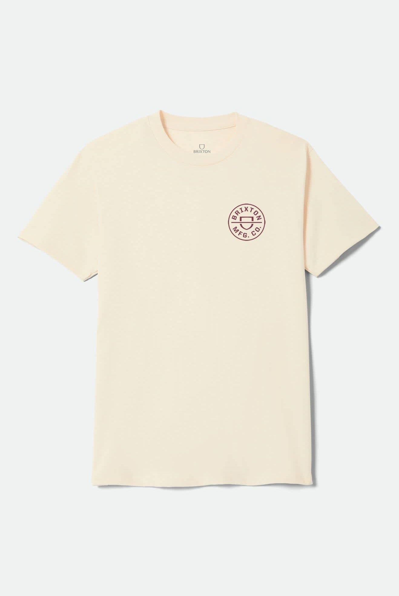 Men's Crest Short Sleeve Standard T-Shirt in the color Cream/Mahogany - Front Product View