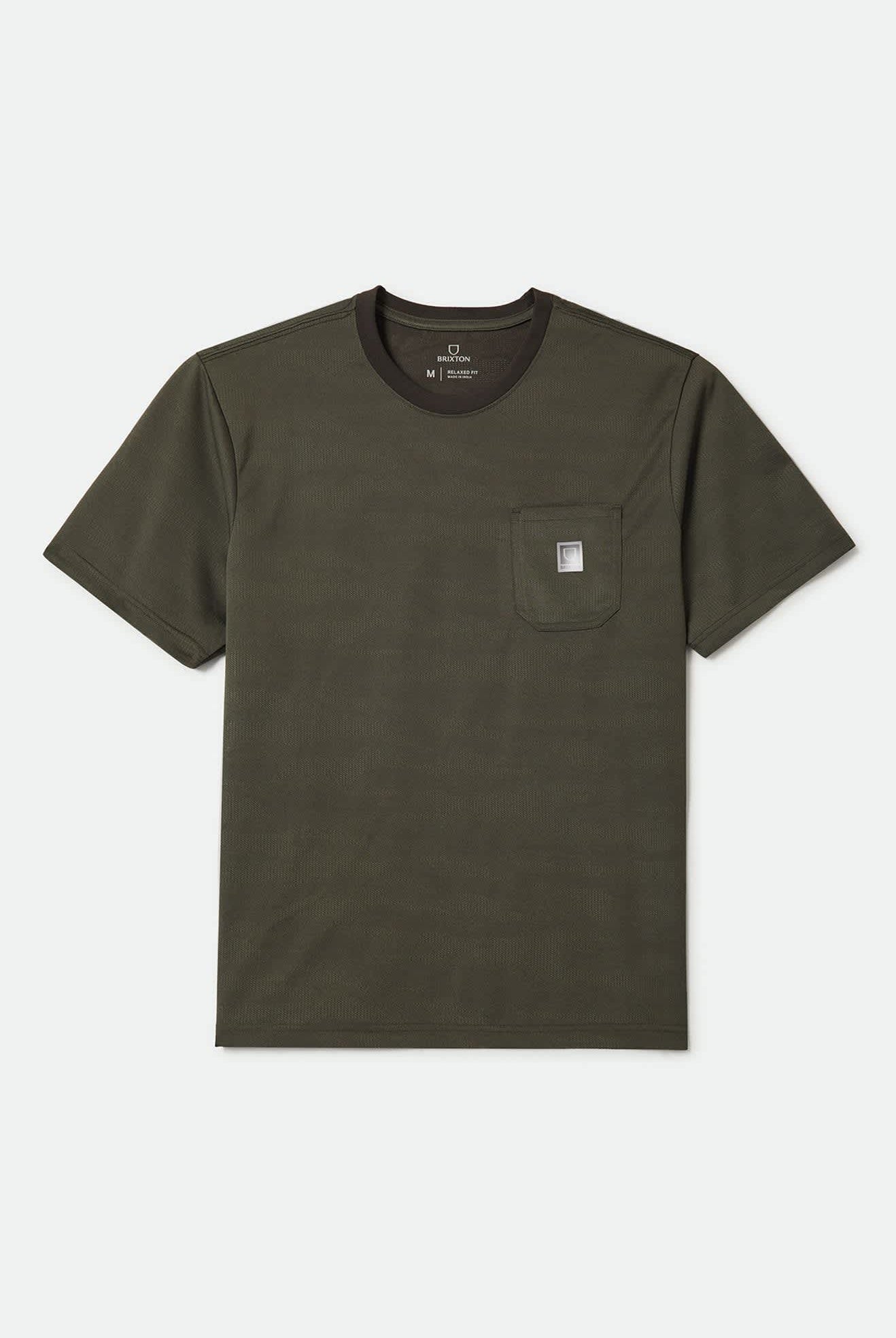 Men's Journey Short Sleeve Pocket T-Shirt in the color Olive Tiger Camo - Front Product View