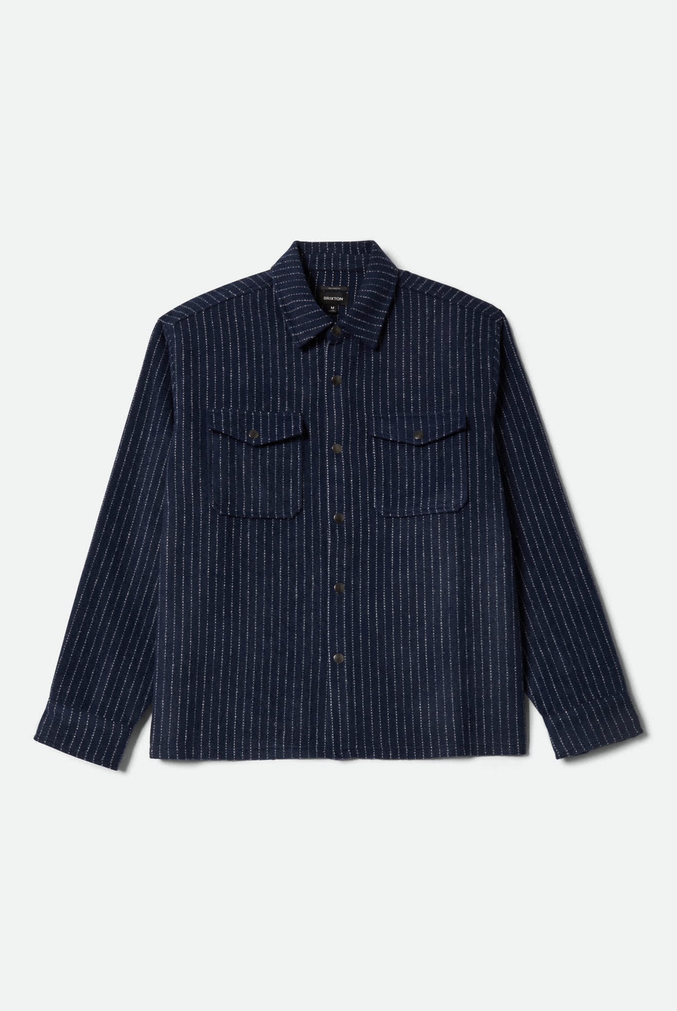Men's Selden Soft Brushed Flannel in the color Mood Indigo Pinestripe - Front Product View