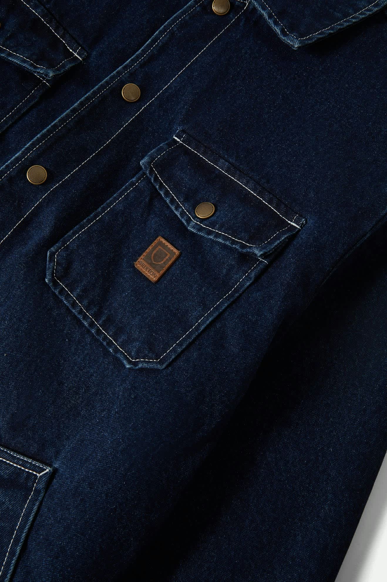 Men's Durham Sherpa Lined Jacket in the color Medium Wash Denim - Additional Laydown image