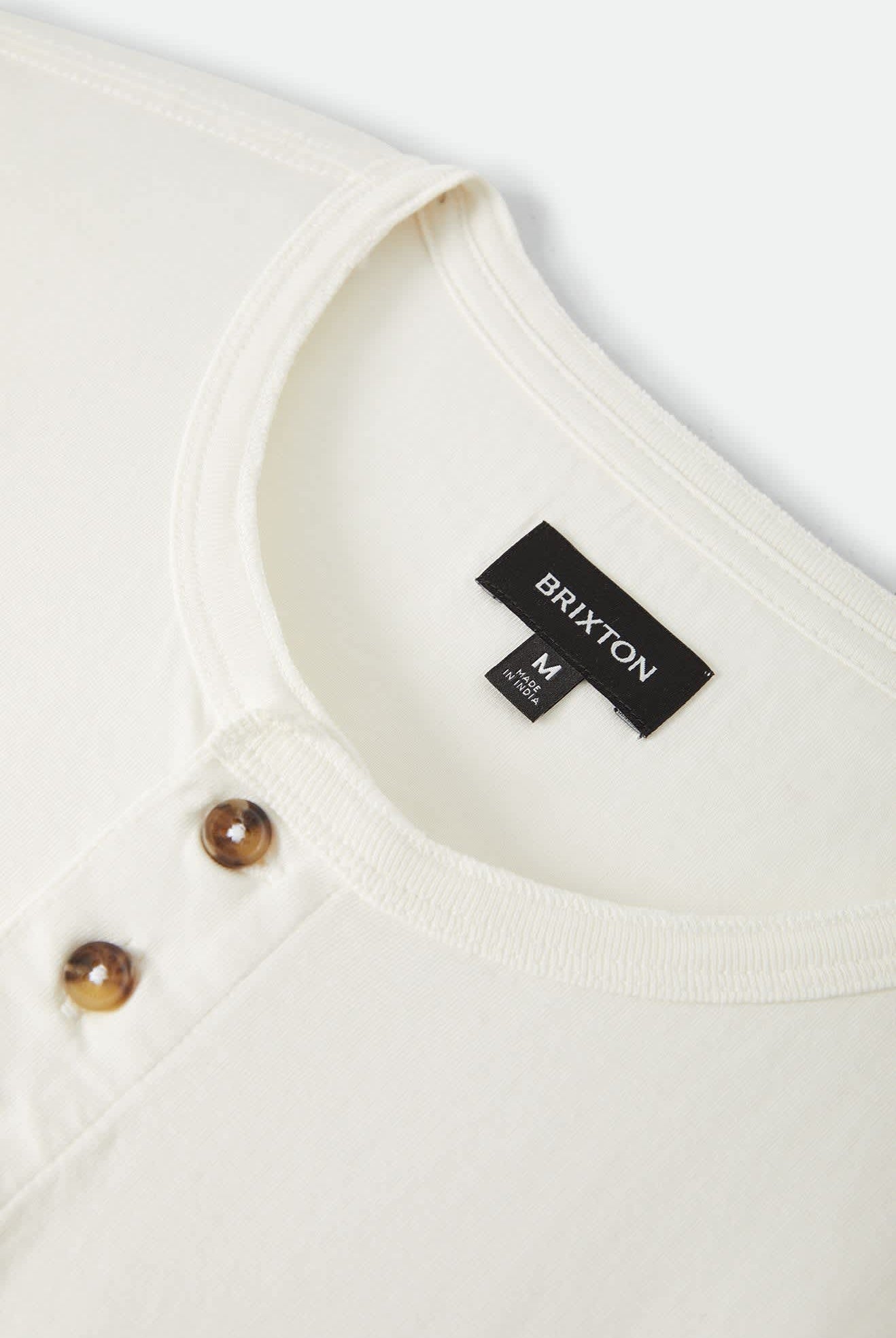 Men's Brixton Baseline Henley T-Shirt in the color Off White Vintage Wash - Additional Laydown image