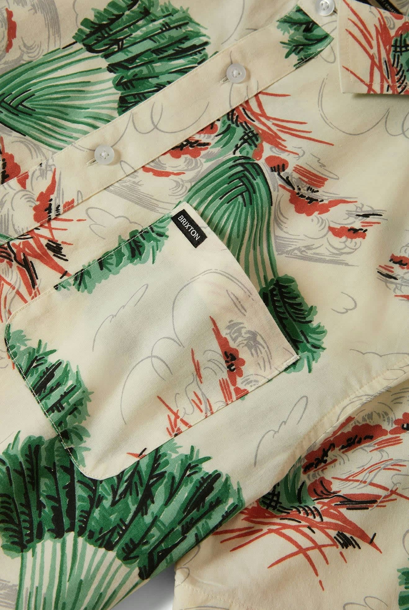 Men's Charter Print S/S Shirt in the color Vintage Palm Print - Additional Laydown image