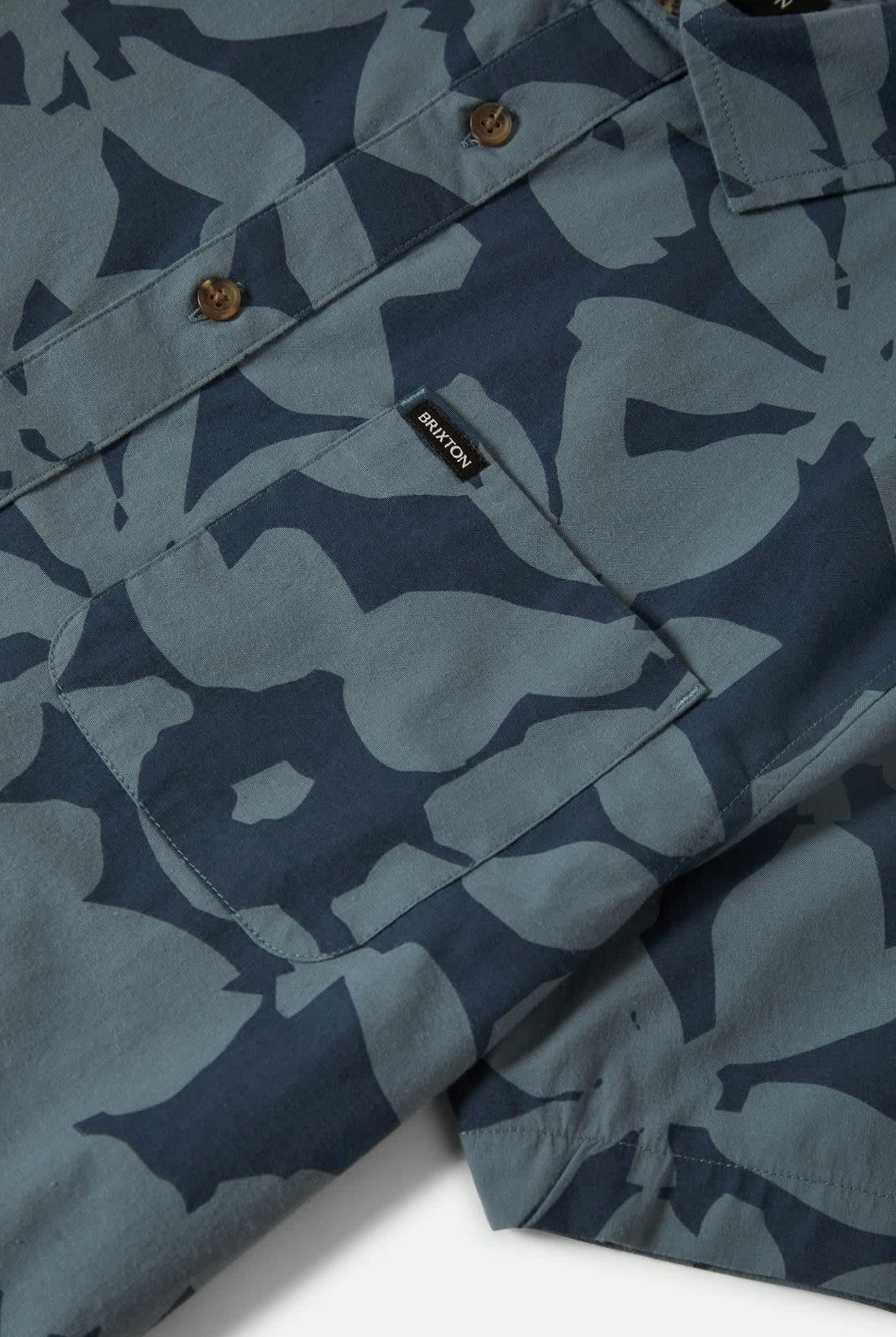 Men's Charter Print S/S Shirt in the color Washed Navy/Azure Blue Floral - Additional Laydown image