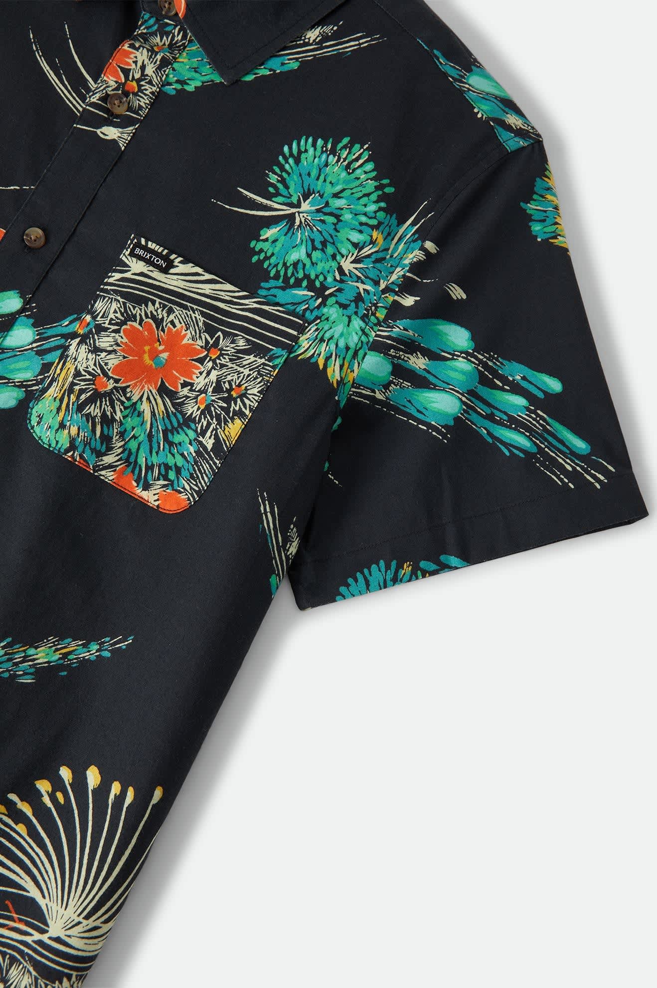 Men's Charter Print Shirt in the color Black/Floral - Additional Laydown image