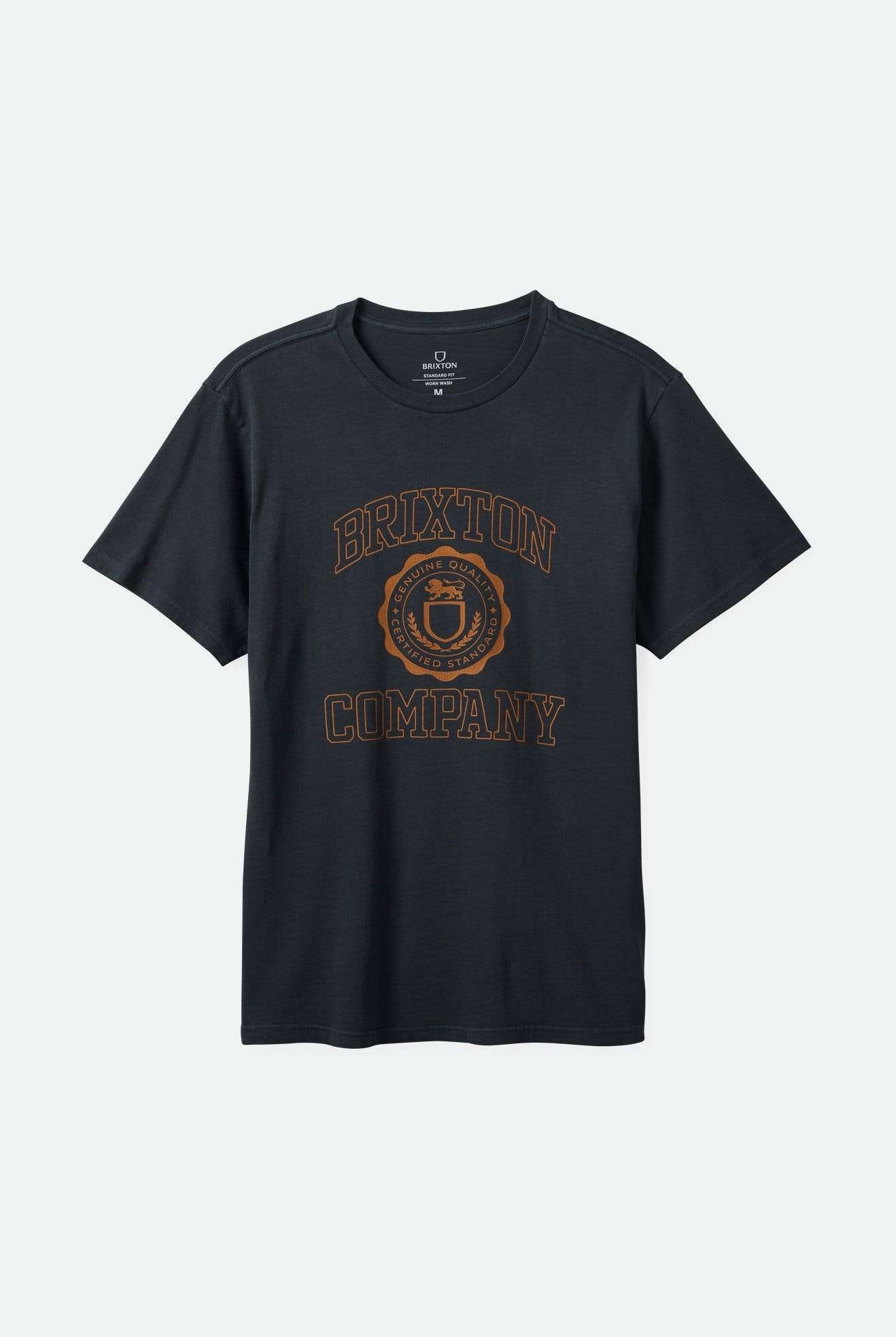 Brixton Men's University S/S Standard T-Shirt - Black Worn Wash | Main
