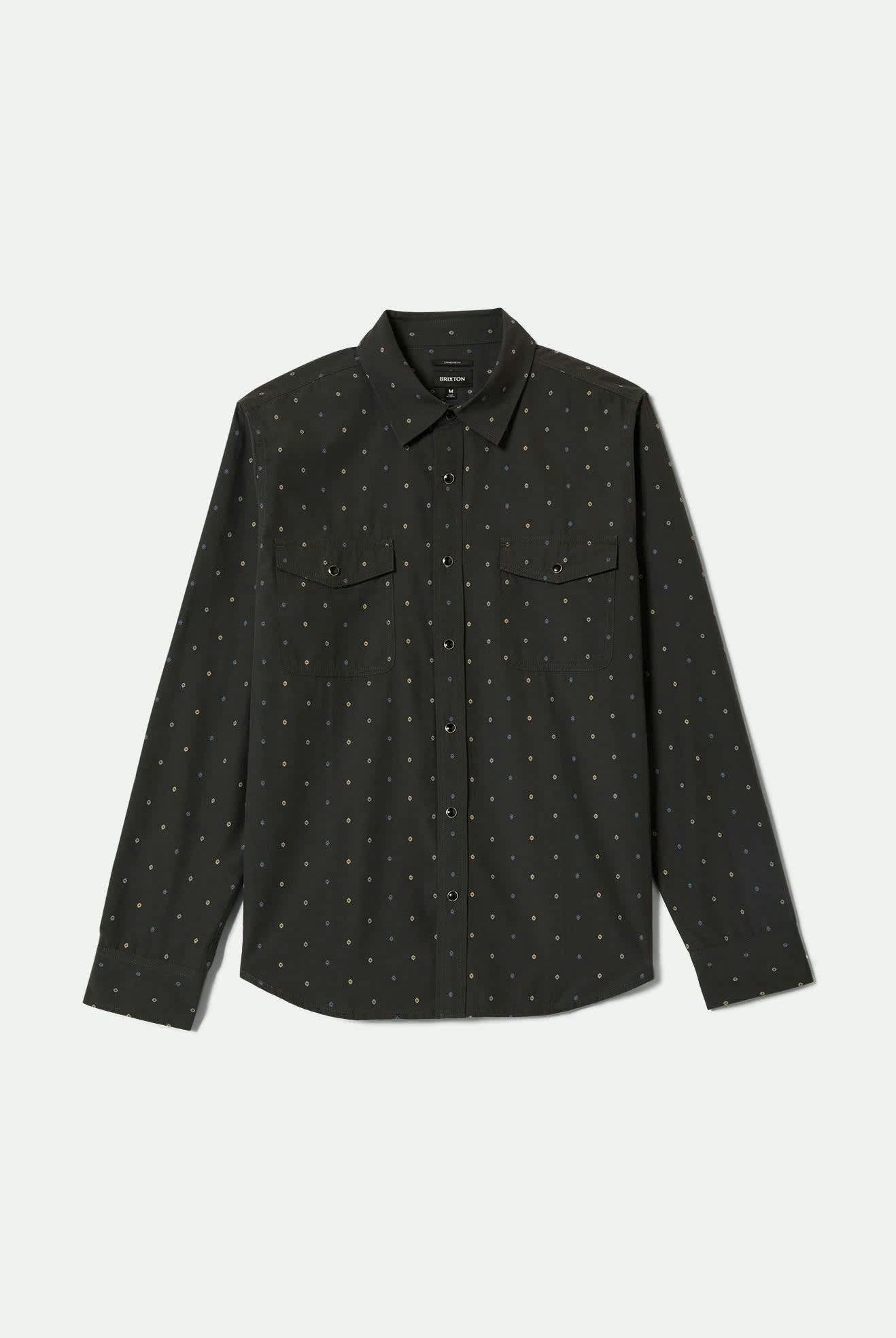 Men's Wayne Western L/S Shirt in the color Asphalt Black - Front Product View