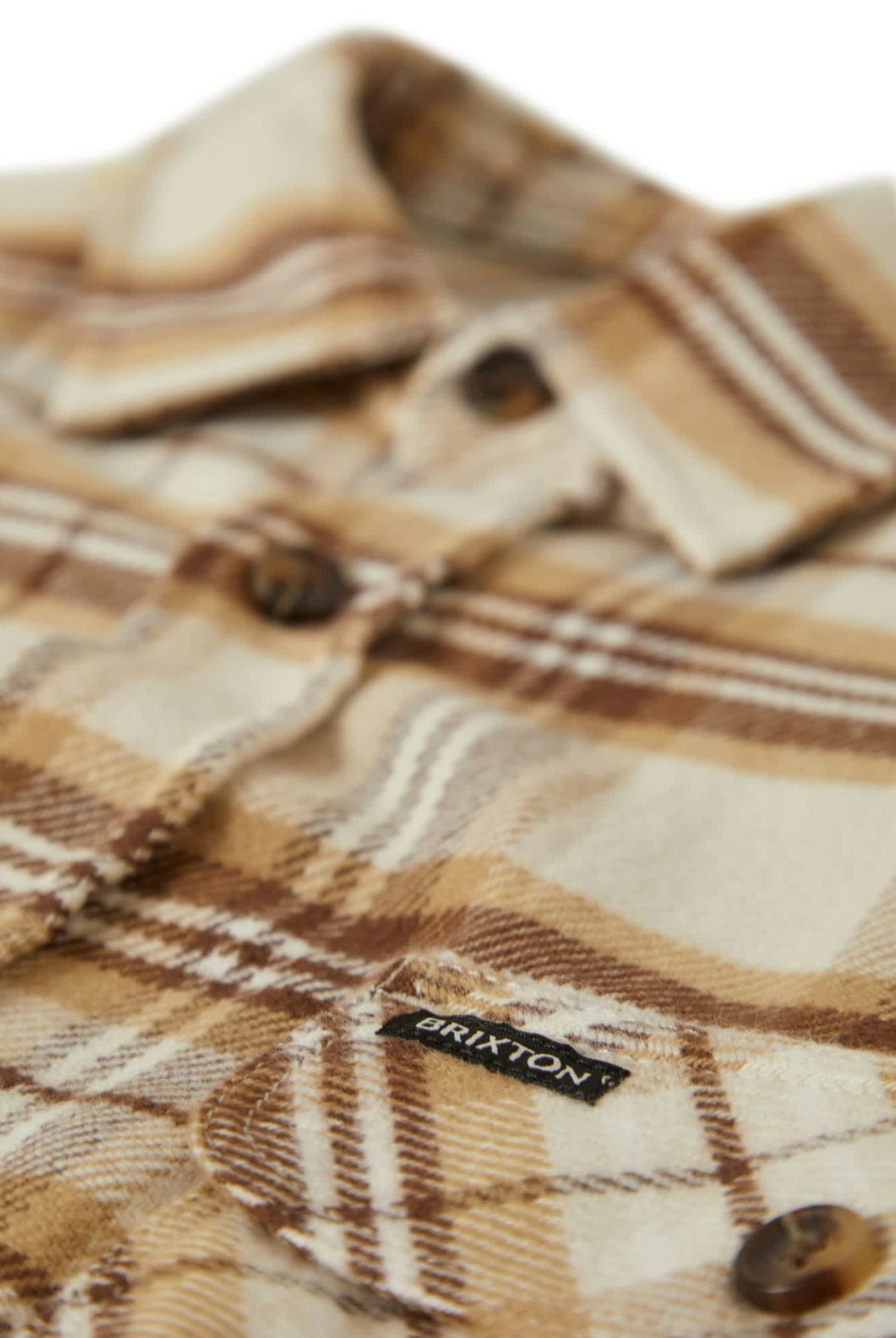 Men's Bowery L/S Flannel in the color Whitecap/Sand/Pinecone Brown - Additional Laydown image