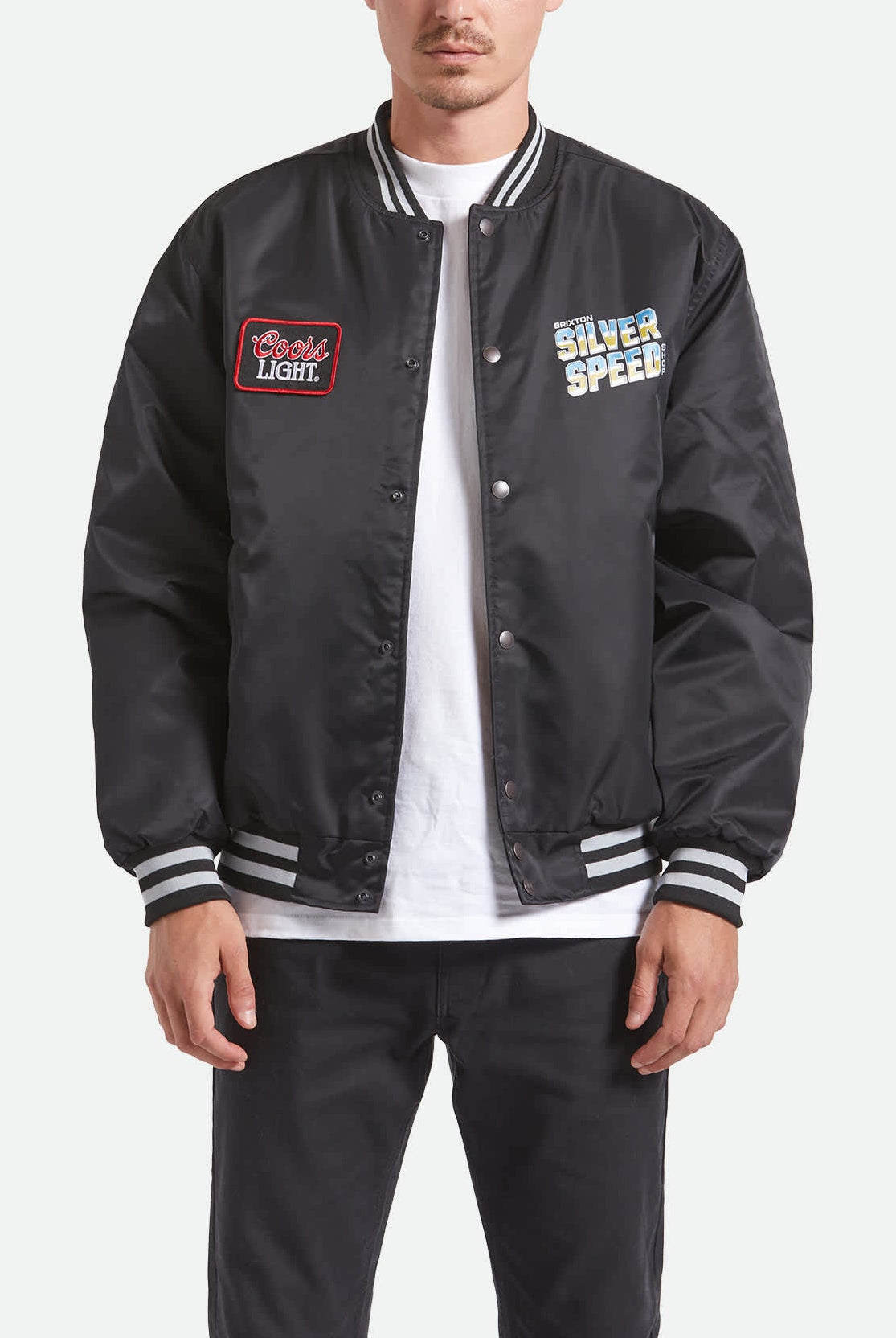 Men's Coors Light Silver Speed Shop Jacket in the color Black/Silver - Men's Back View