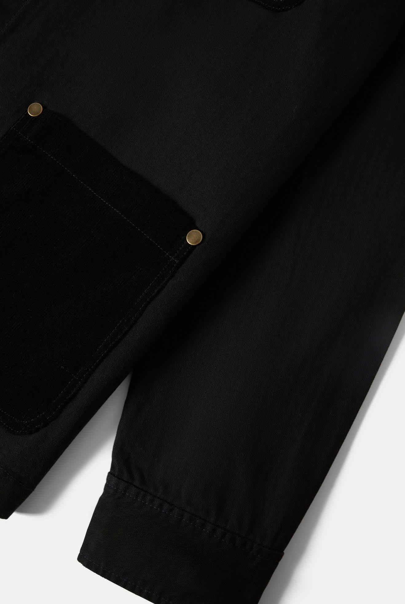 Men's Herringbone Lightweight Chore Coat in the color Black Herringbone - Additional Laydown image