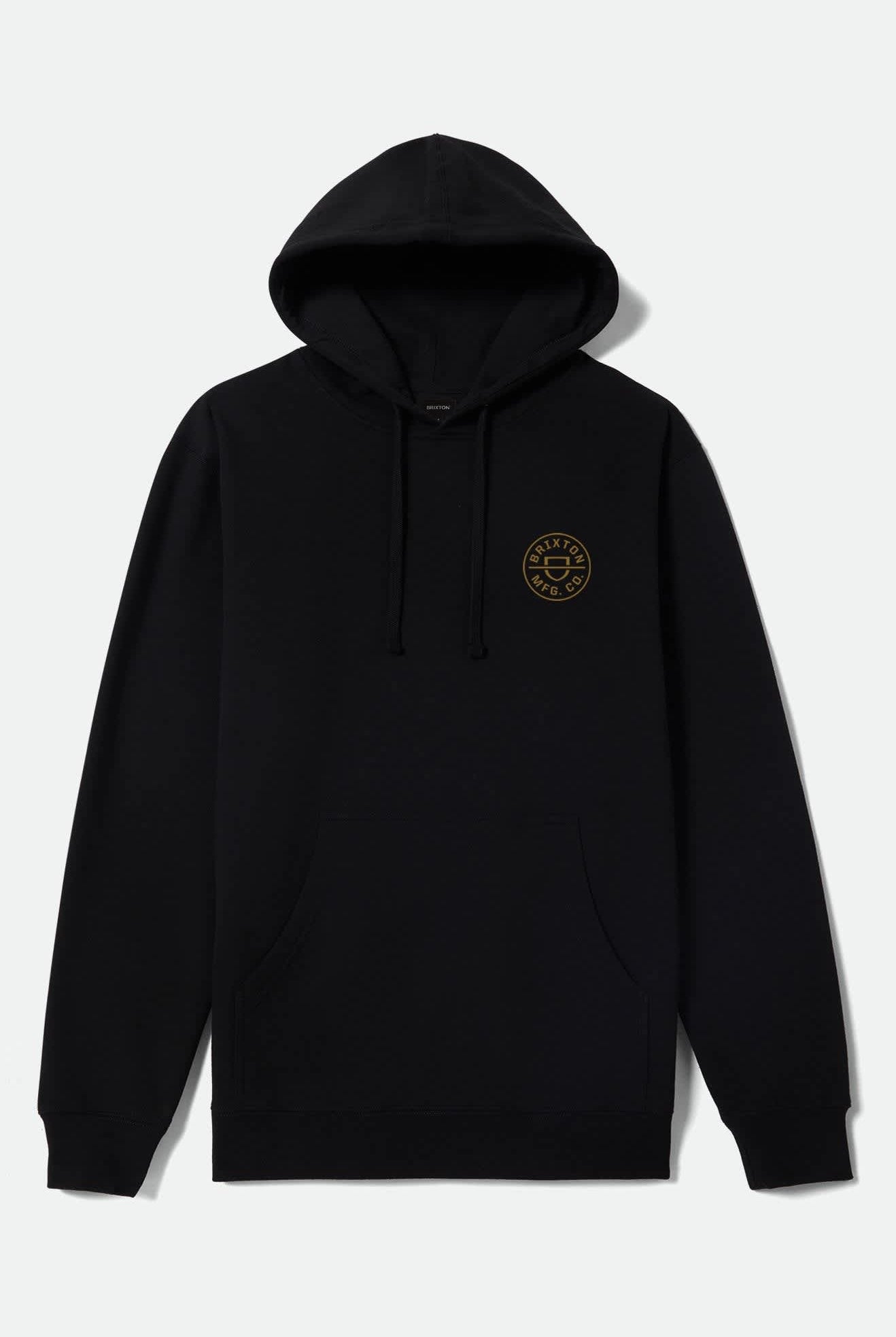 Men's Crest Hoodie in the color Black/Bronze - Front Product View