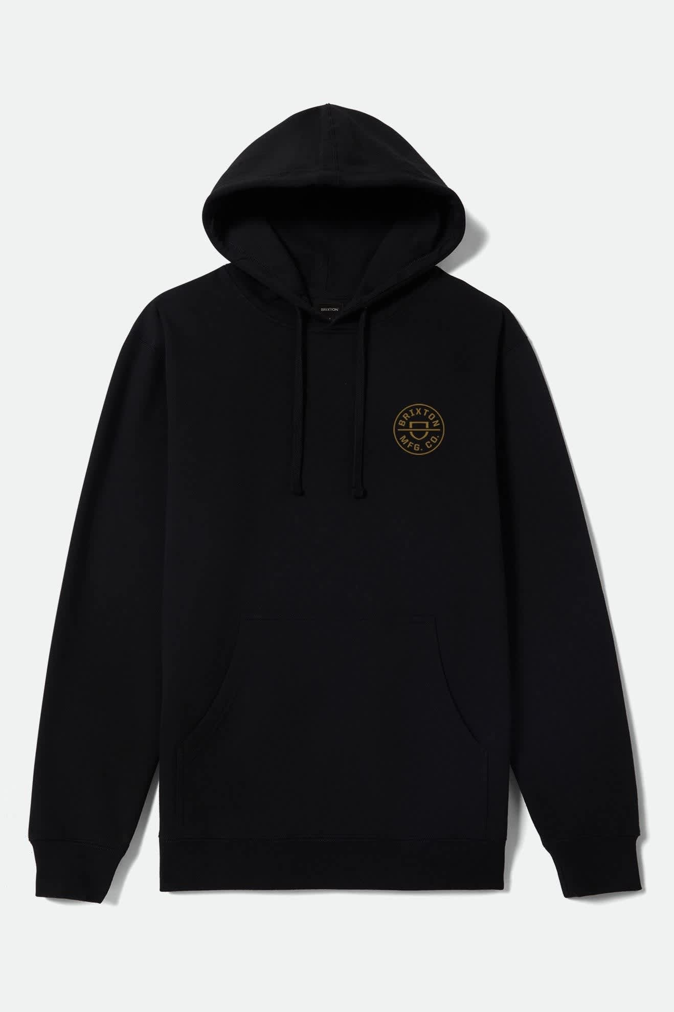 Men's Crest Hoodie in the color Black/Bronze - Front Product View