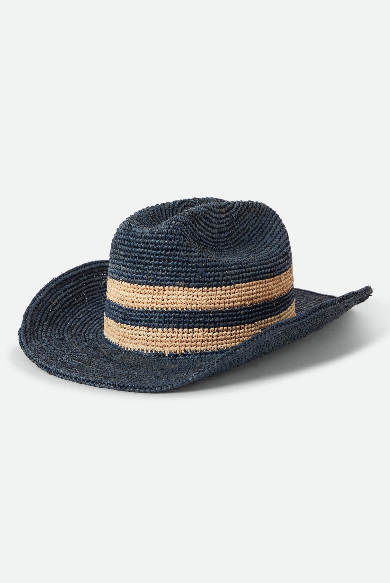 Women's Odessa Straw Packable Cowboy Hat in the color Midnight Blue/Tan Stripe - Front Product View