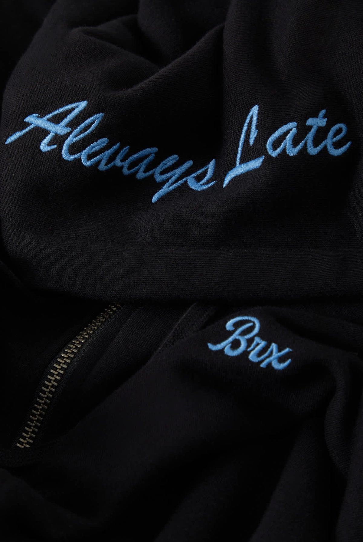 Women's Always Late Full Zip Hoodie in the color Black - Additional Laydown image