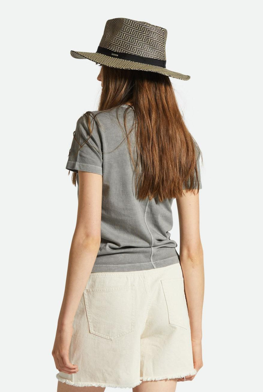 Women's Back Fit Image | Carefree Organic Garment Dye Slim Crew T-Shirt - Washed Black