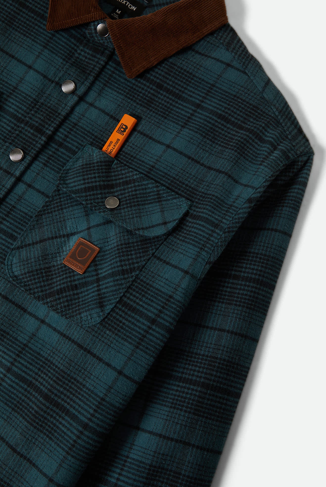 Men's Builders Bowery Stretch Water Resistant Flannel in the color Night Sage/Black - Additional Laydown image