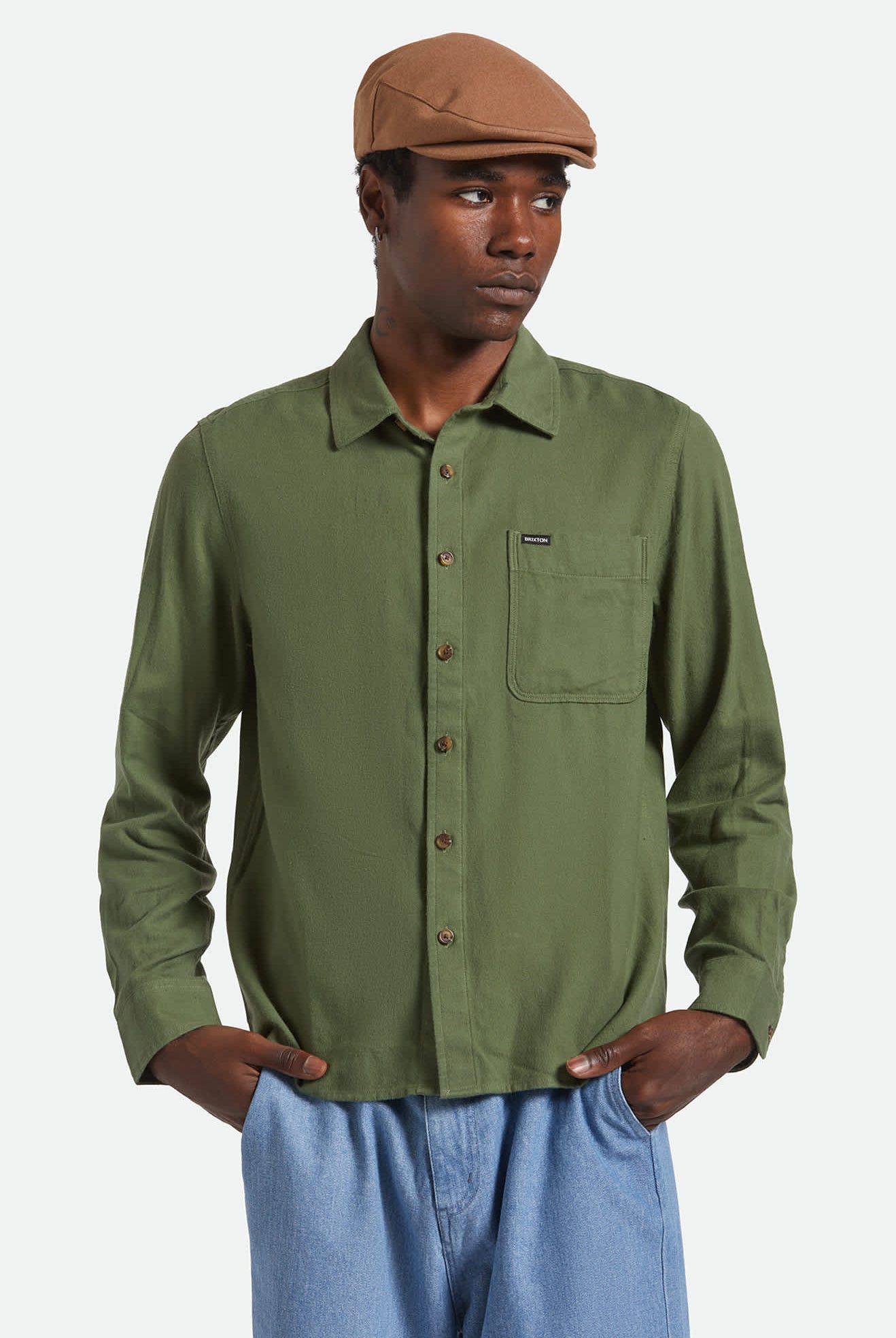 Men's Hasting Lightweight Ultra Soft Flannel in the color Wild Green - Men's Front View