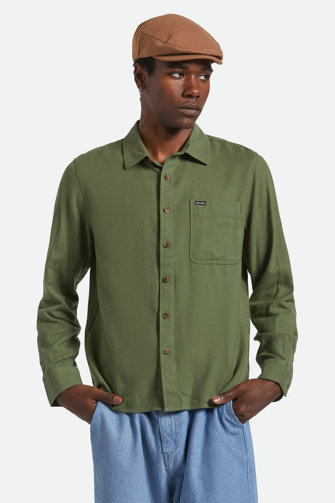 Men's Hasting Lightweight Ultra Soft Flannel in the color Wild Green - Men's Front View