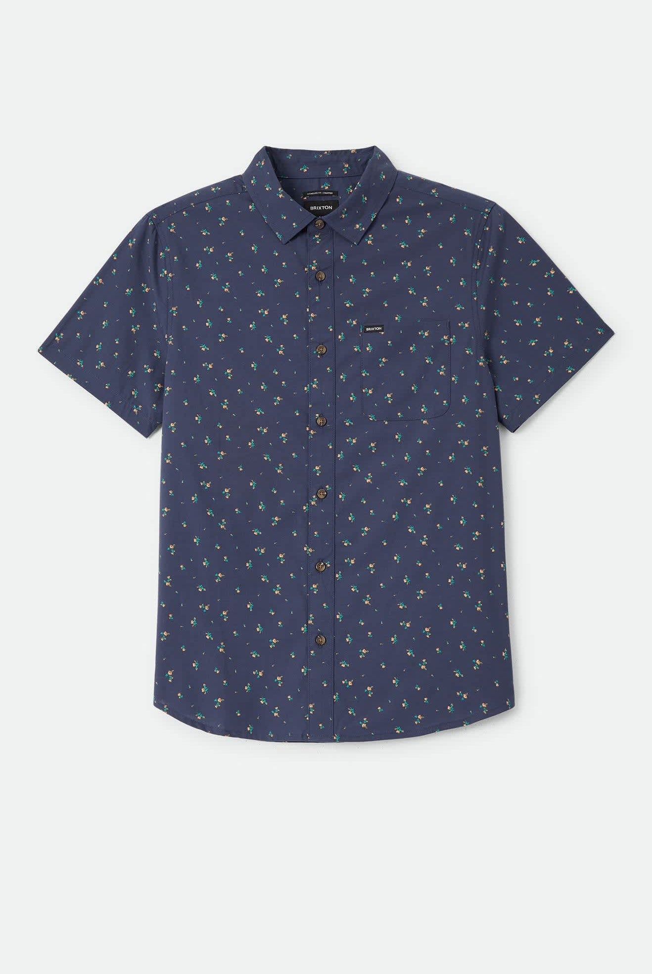 Men's Charter Print Shirt in the color Washed Navy/Micro Floral - Front Product View