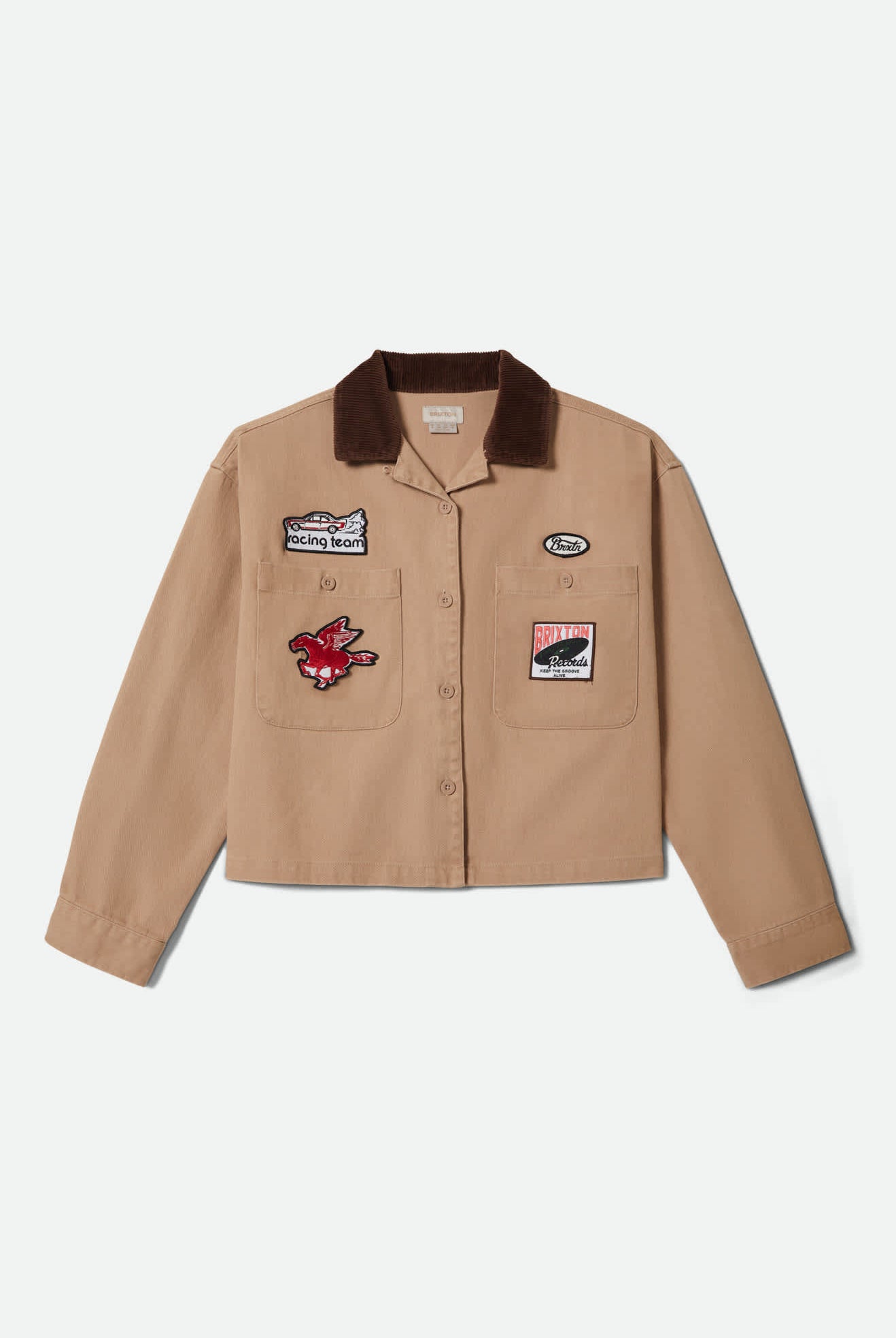 Women's Utopia Patchwork Overshirt in the color Washed Timeless Taupe - Front Product View