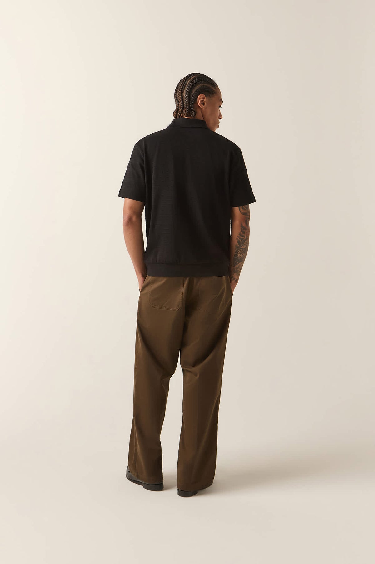 Men's Stereo Polo in the color Black - Men's Back View