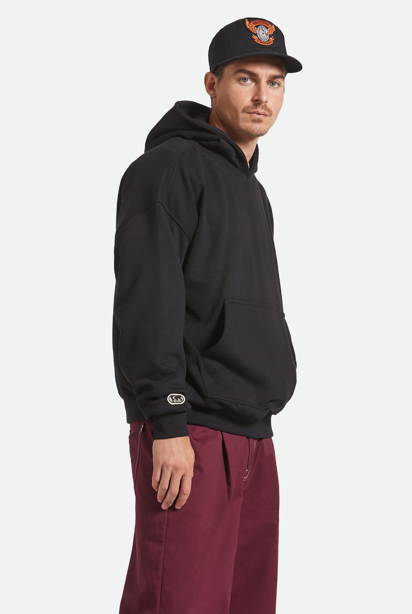 Men's Embroidered Heavyweight Oversized Hoodie in the color Black - Men's Back View