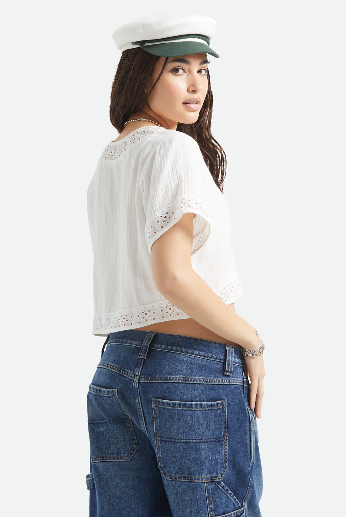Women's Seaside Eyelet Top in the color Off White Eyelet - Additional Fit image