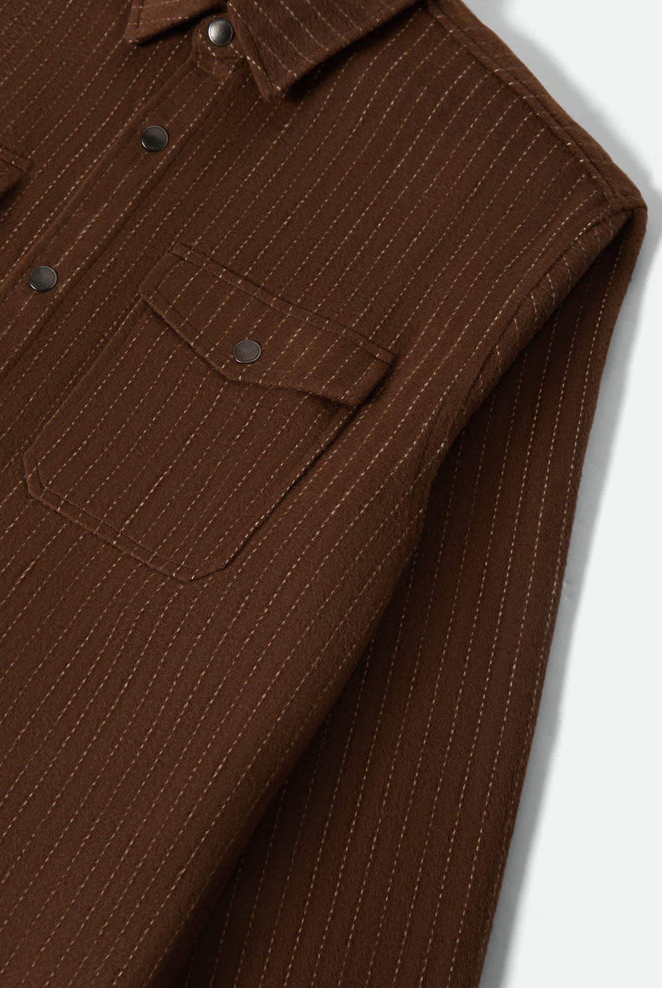 Men's Selden Soft Brushed Flannel in the color Pinecone Brown Pinestripe - Additional Laydown image