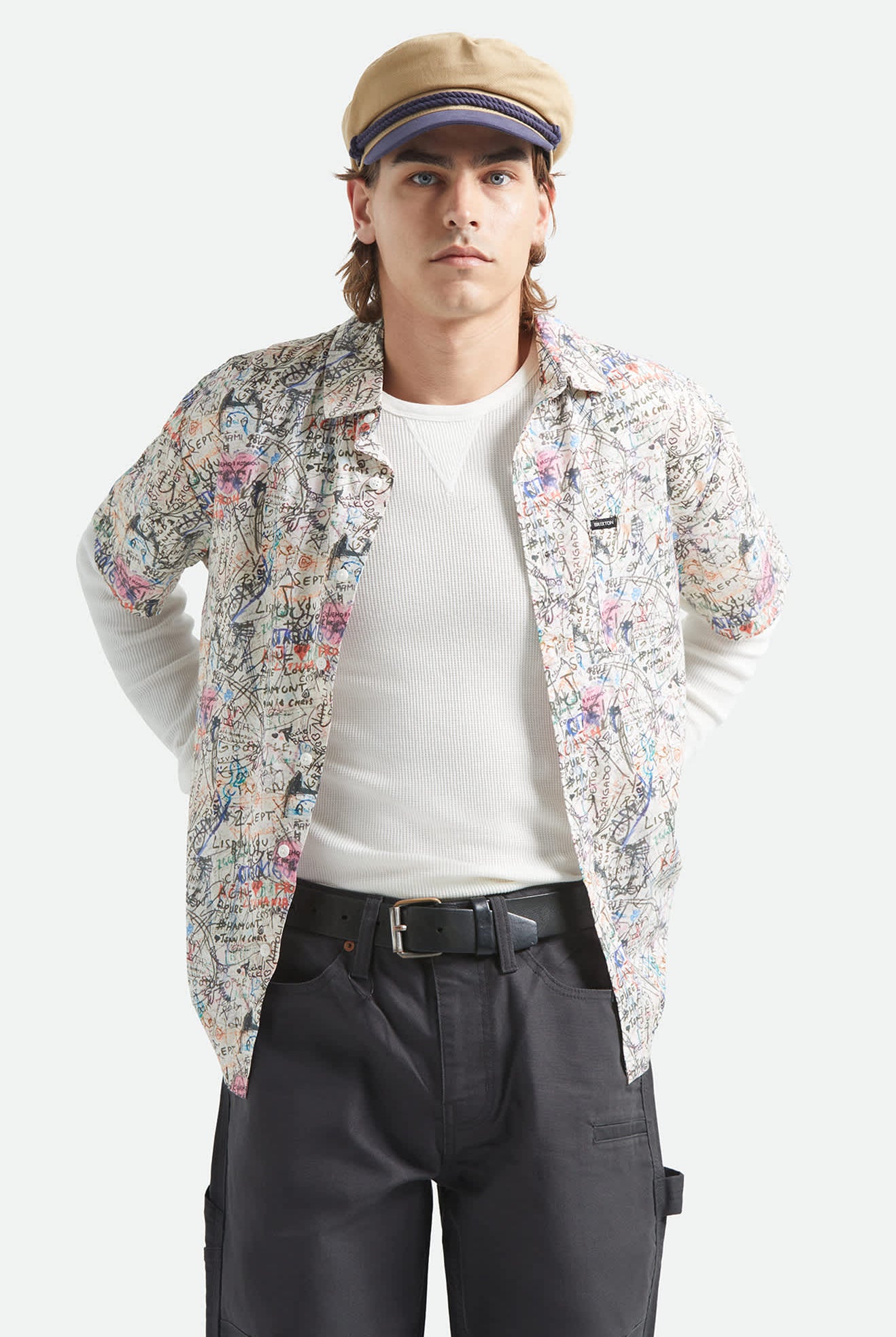Men's Cru Print Short Sleeve Shirt in the color Graffiti - Men's Front View