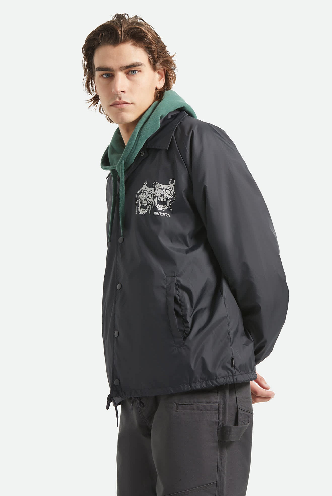 Men's Watchman Lightweight Coaches Jacket in the color Black - Men's Side View