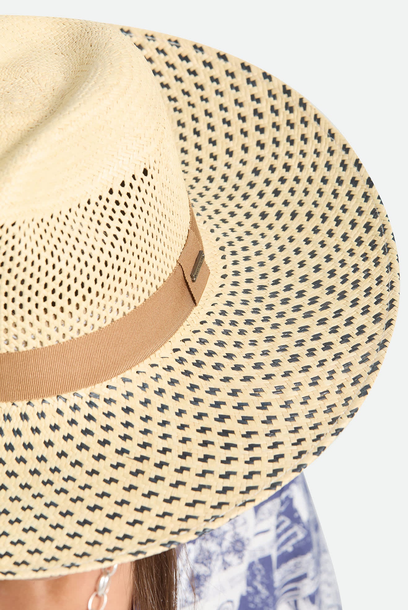 Women's Evangeline Panama Rancher in the color Natural/Black - Additional Fit image