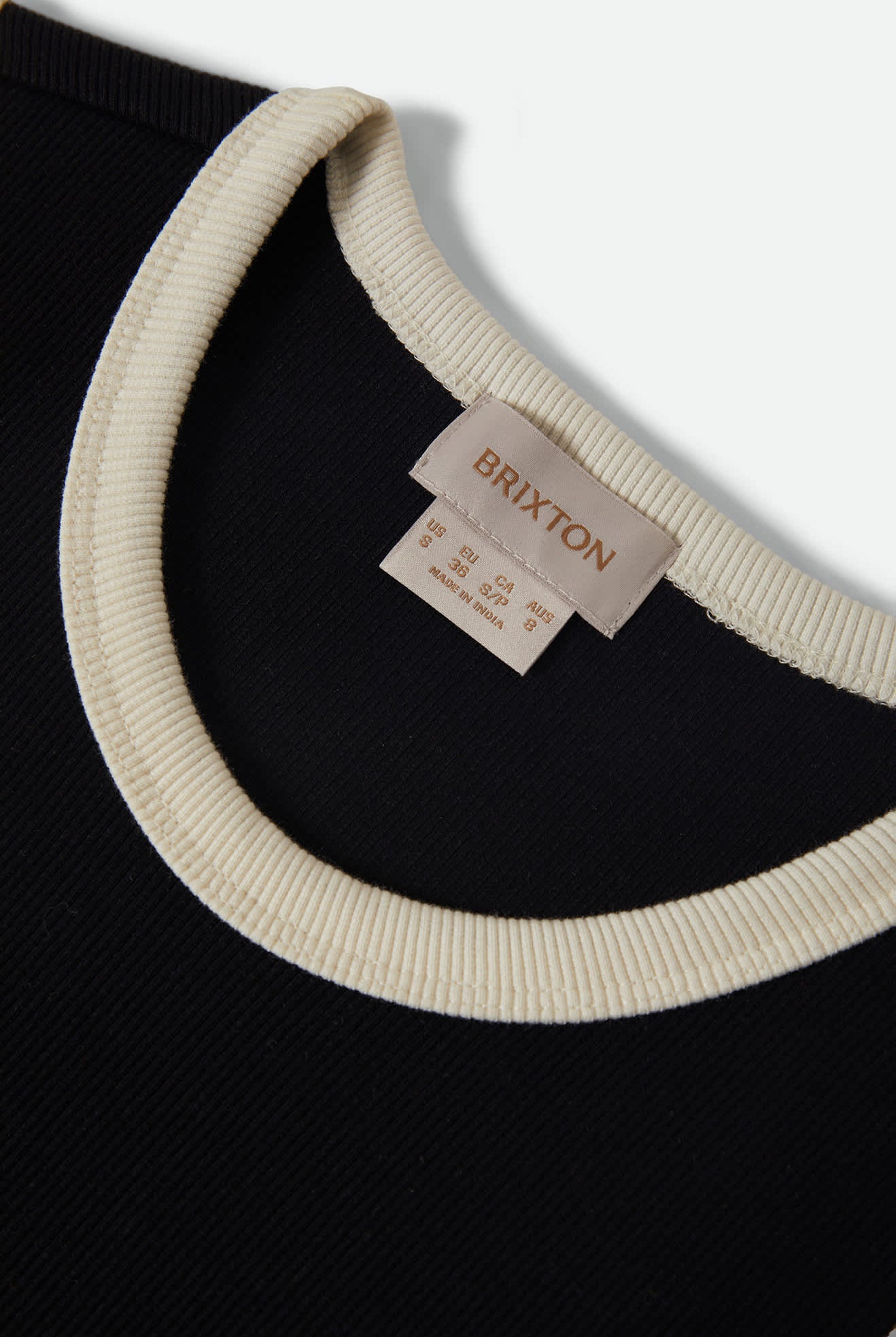 Women's Ribbed Cinch Mini Dress in the color Black/Off White - Additional Laydown image