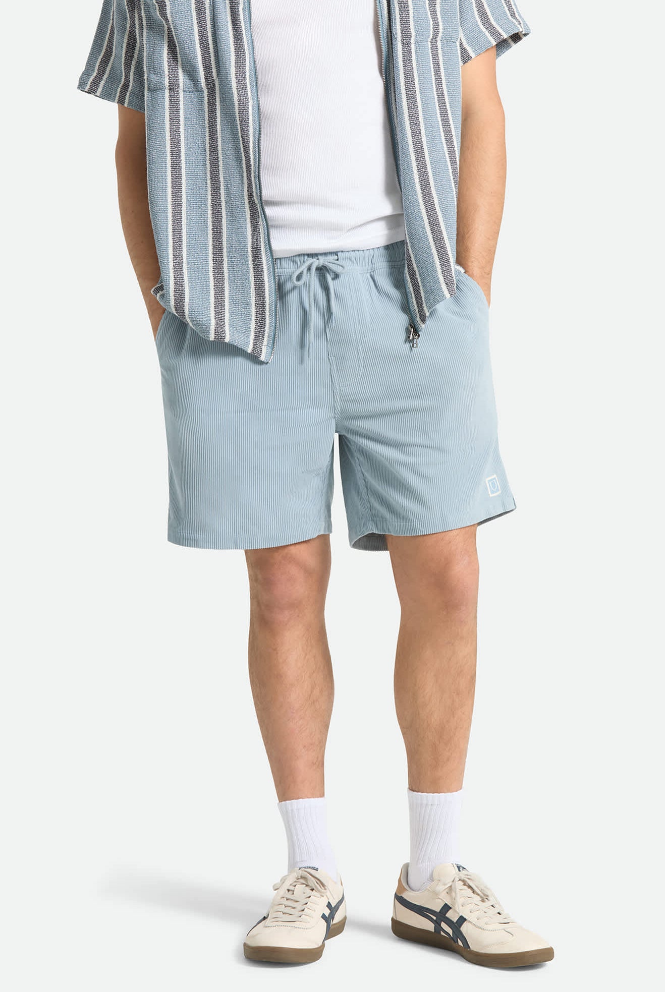 Men's Everyday Corduroy Short in the color Dusty Blue - Men's Front View