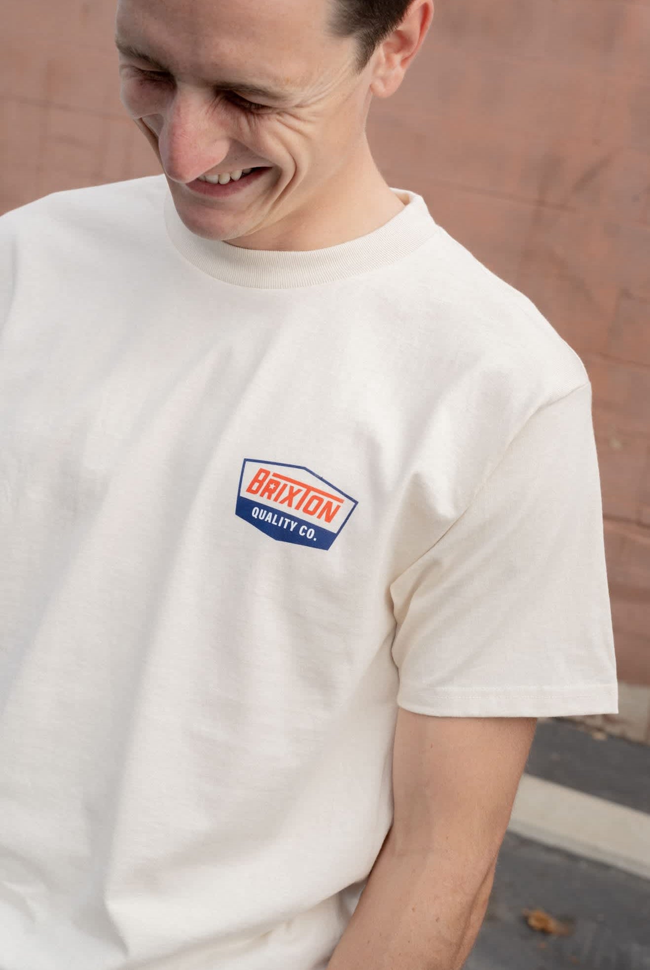 Men's Regal Star Short Sleeve Standard T-Shirt in the color Cream/Navy/Red - Men's Front View