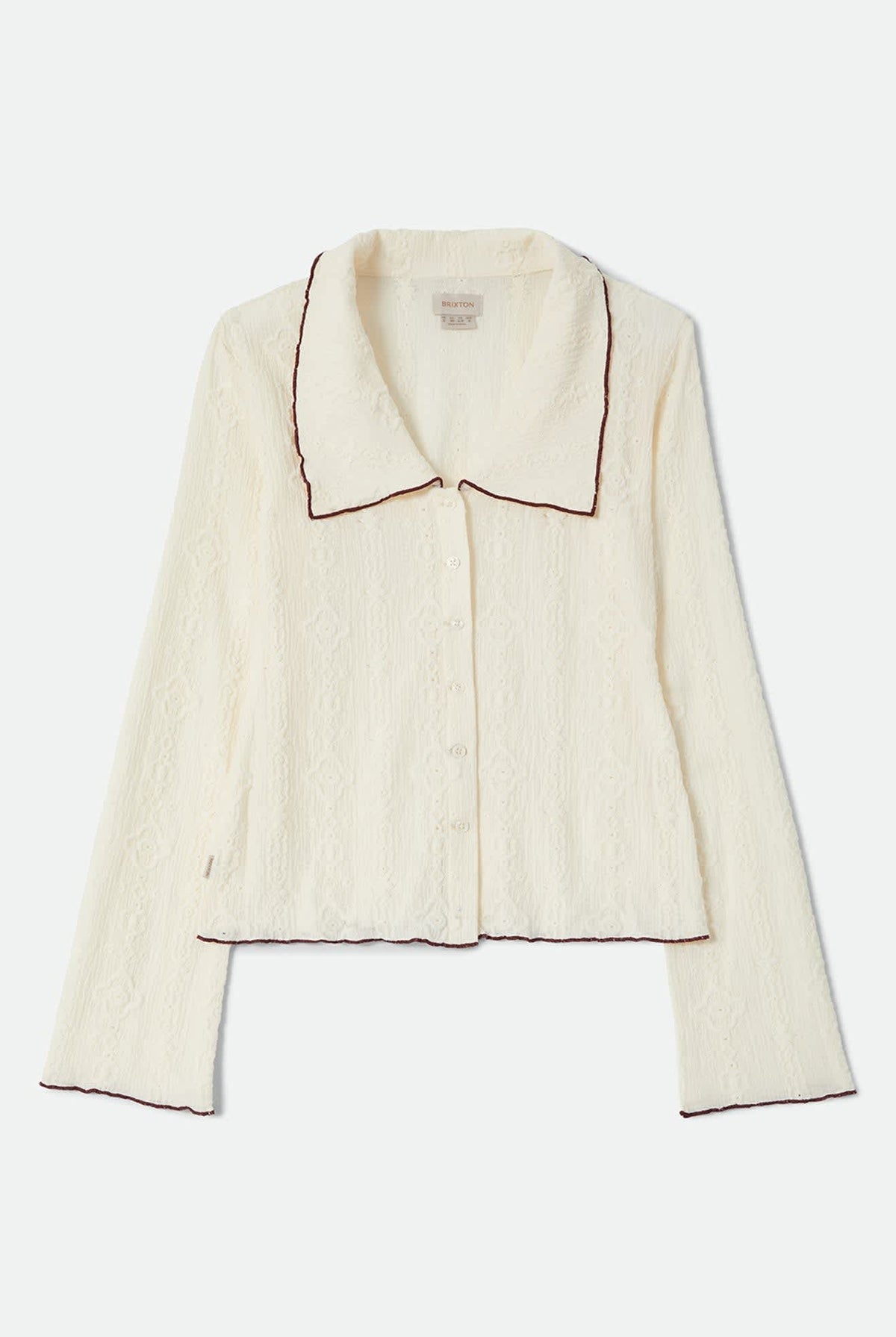 Women's Grace Button Down Shirt in the color Off White/Wild Ginger - Front Product View
