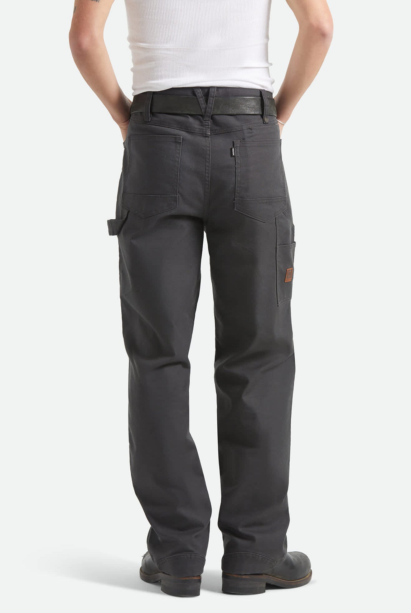 Men's Builders Carpenter Stretch Pant in the color Washed Black - Men's Back View