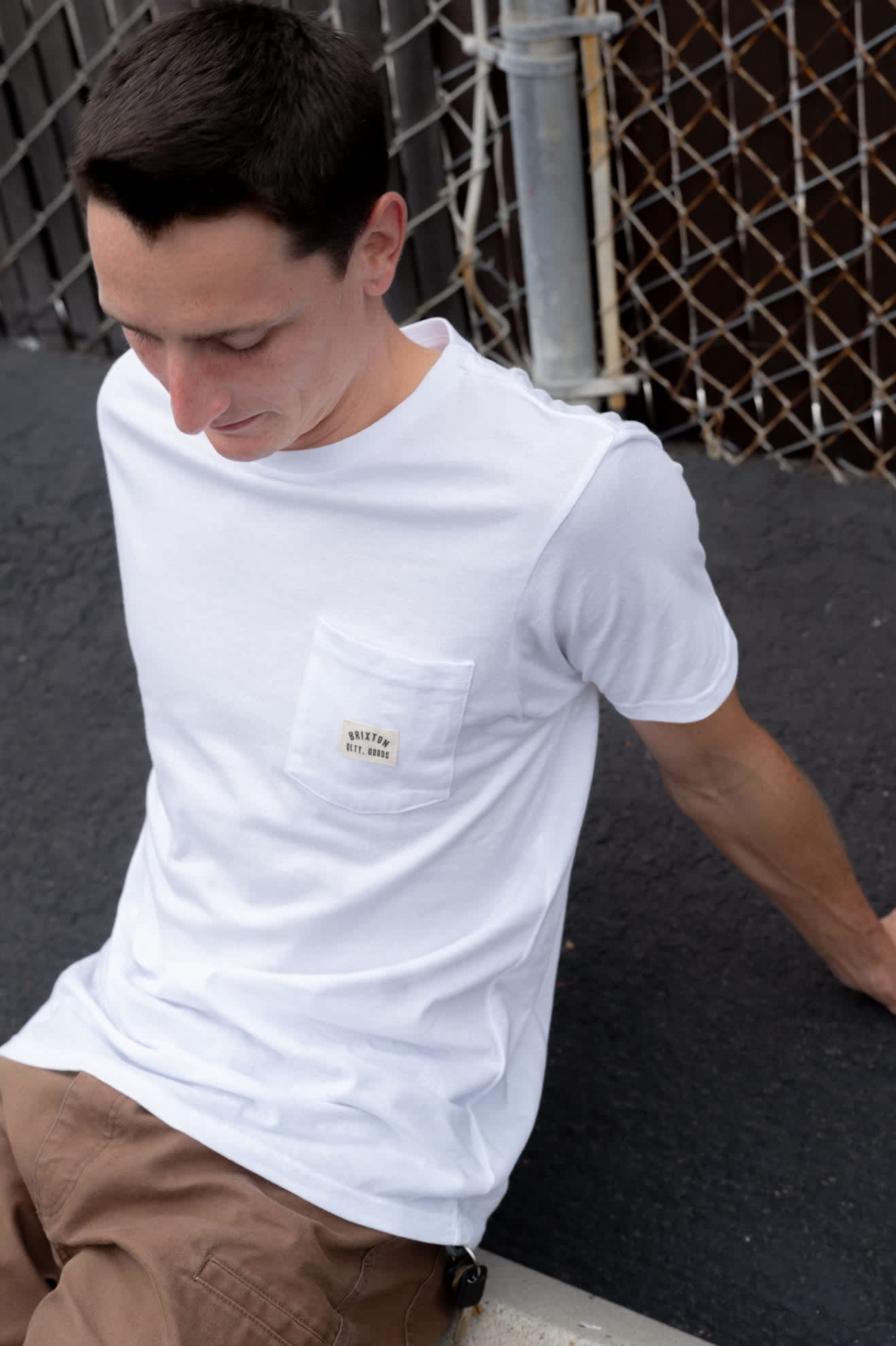 Men's Woodburn Short Sleeve Tailored Pocket T-Shirt in the color White - Men's Lifestyle image