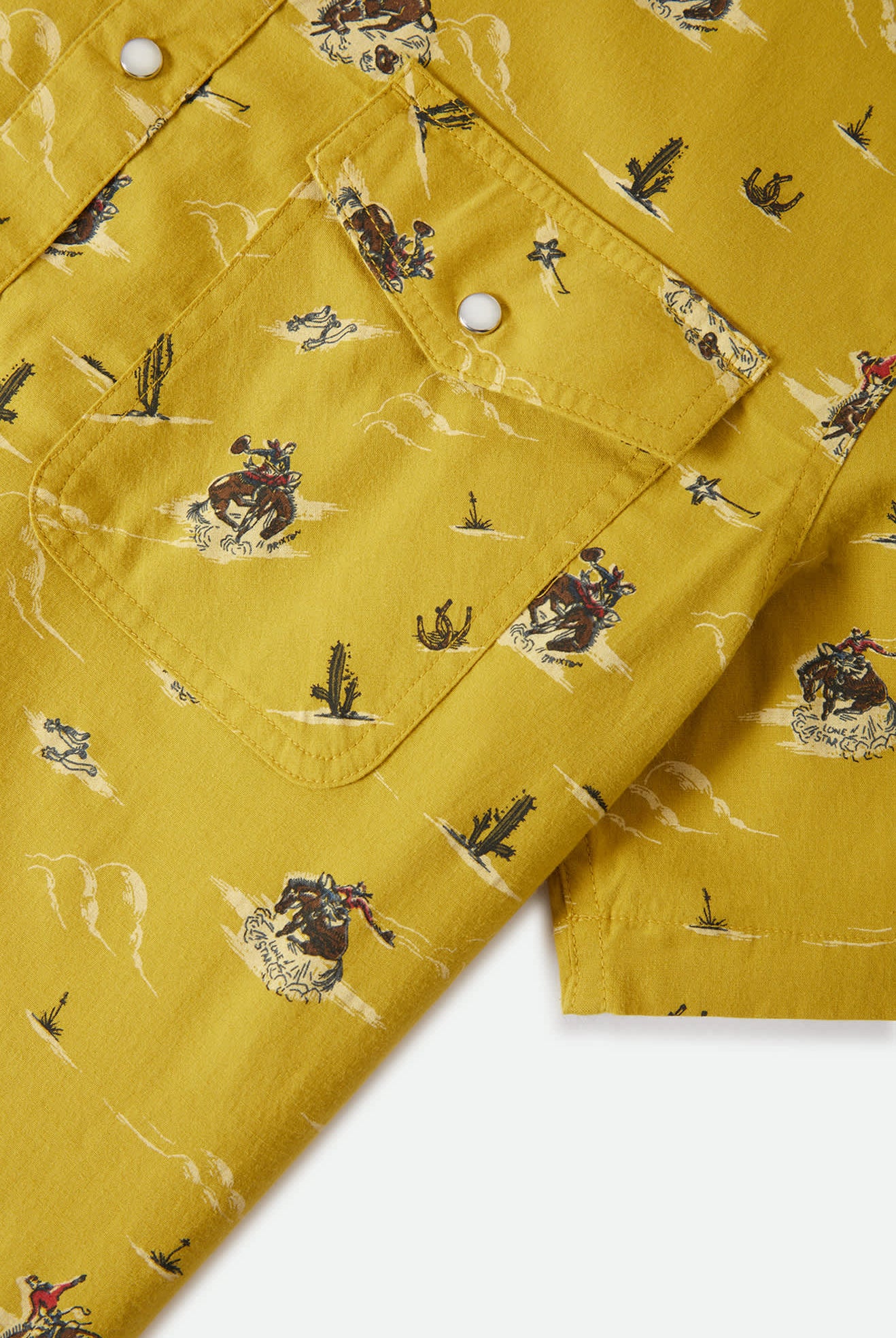 Men's Lone Star X Brixton Short Sleeve Shirt in the color Texas Gold - Additional Laydown image