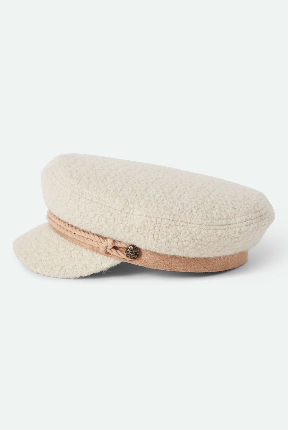 Unisex Fiddler Fisherman Cap in the color Natural Sherpa/Faux Suede - Additional Laydown image