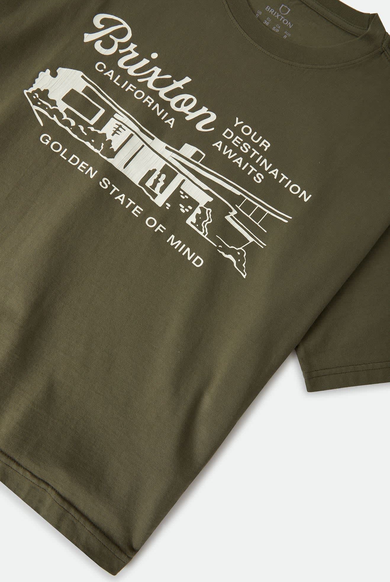 Women's Your Destination Awaits Boxy Crop Top in the color Dark Olive - Additional Laydown image