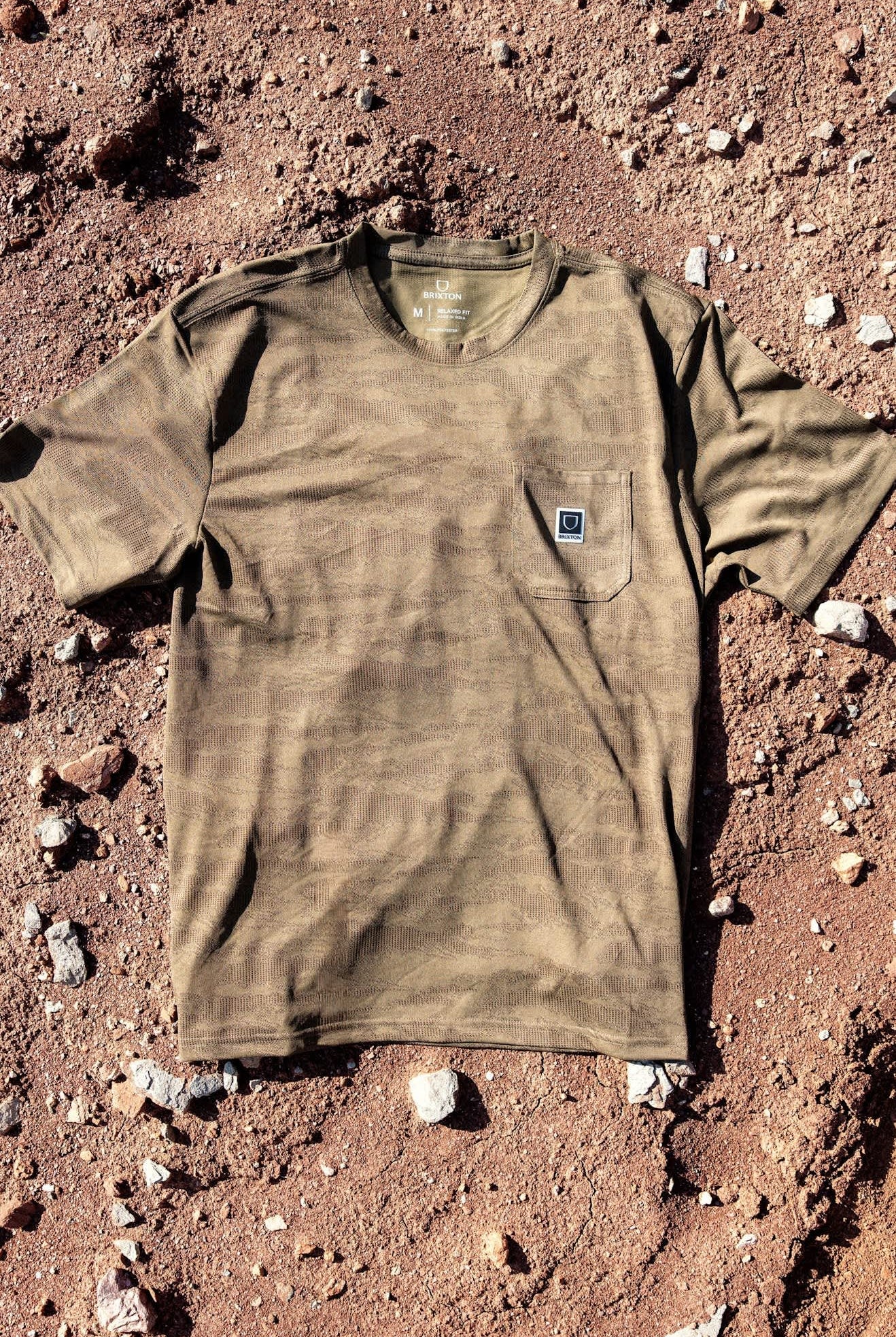 Men's Journey Short Sleeve Pocket T-Shirt in the color Olive Tiger Camo - Additional Laydown image