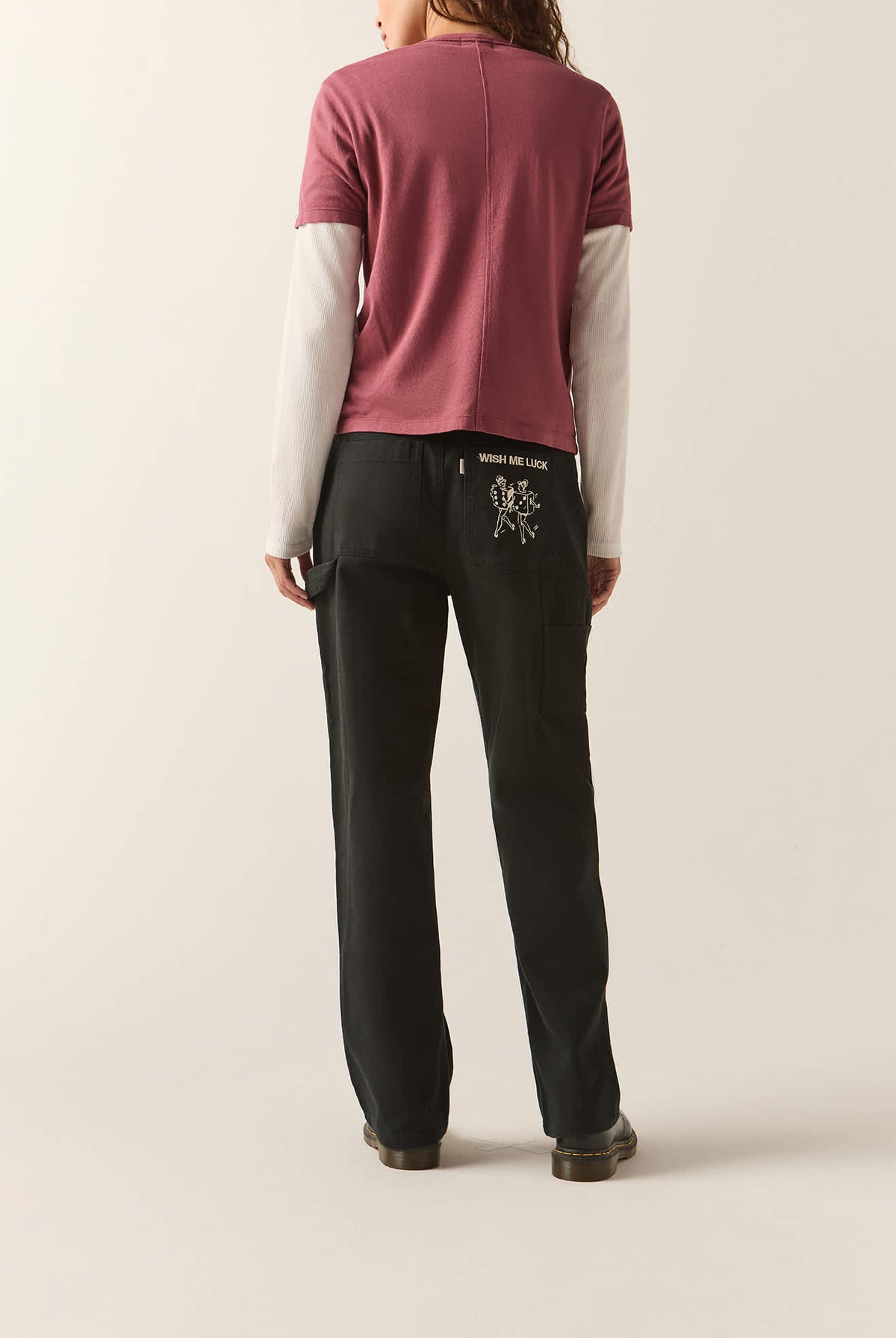 Women's Essex Embroidered Painter Pant in the color Black - Women's Back View