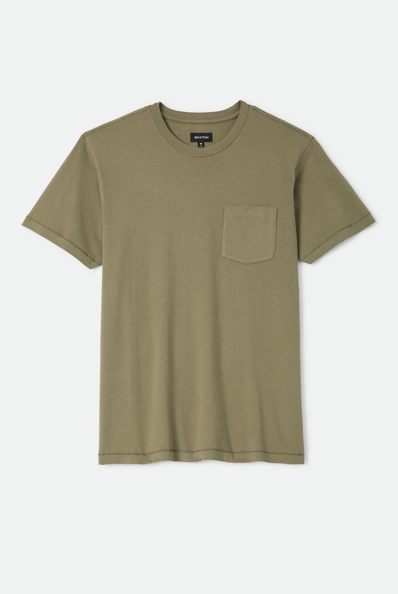 Men's Brixton Baseline Pocket T-Shirt in the color Olive Surplus Vintage Wash - Front Product View
