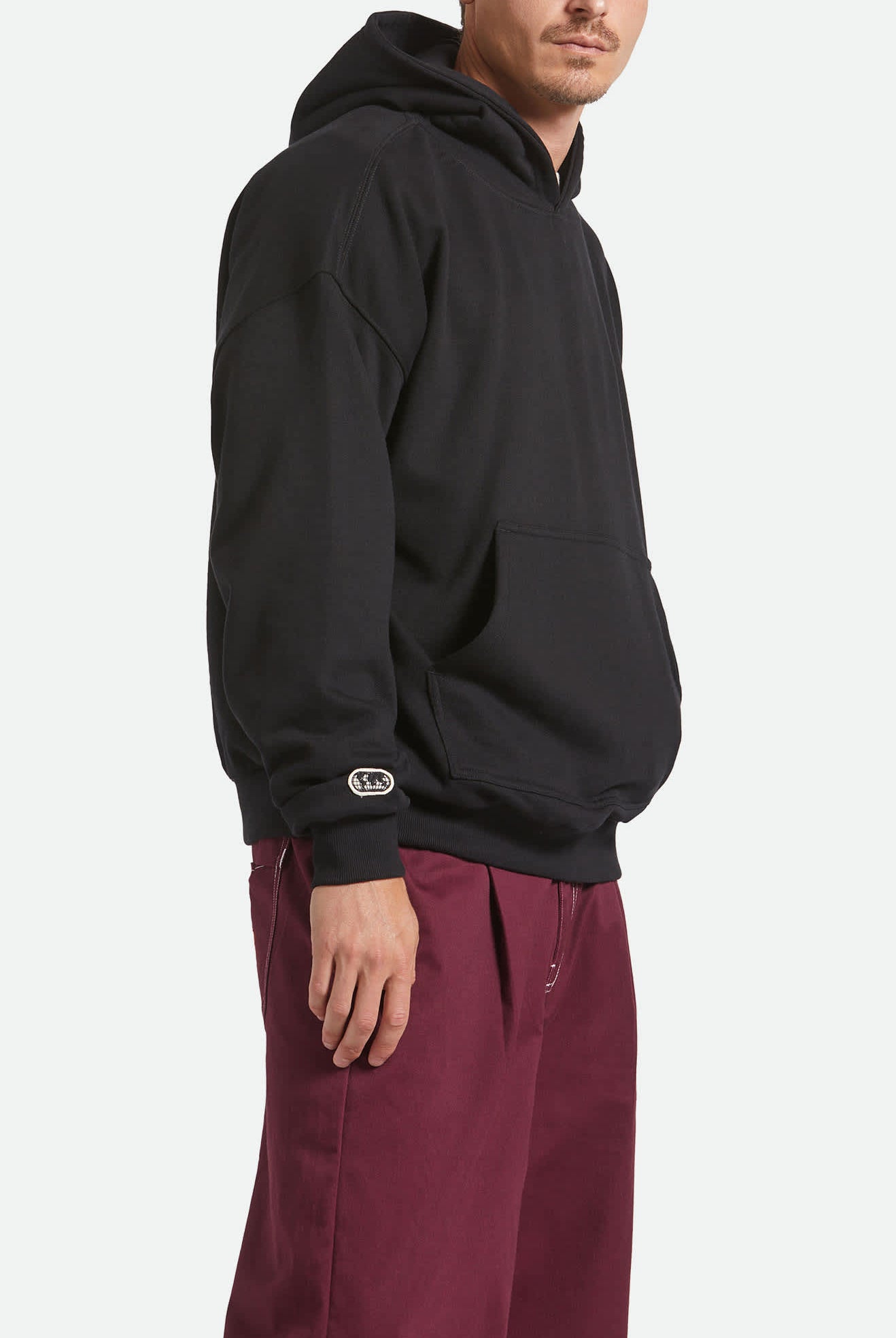 Men's Embroidered Heavyweight Oversized Hoodie in the color Black - Men's Back View