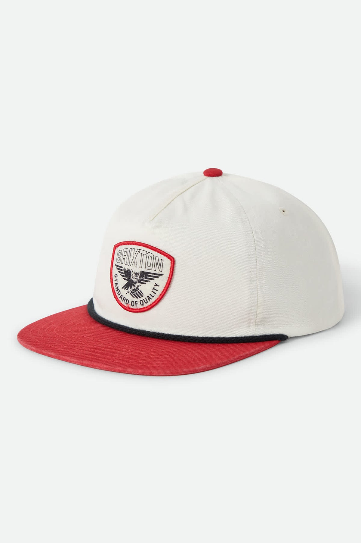 Unisex Watcher Snapback in the color Off White/Crimson - Front Product View
