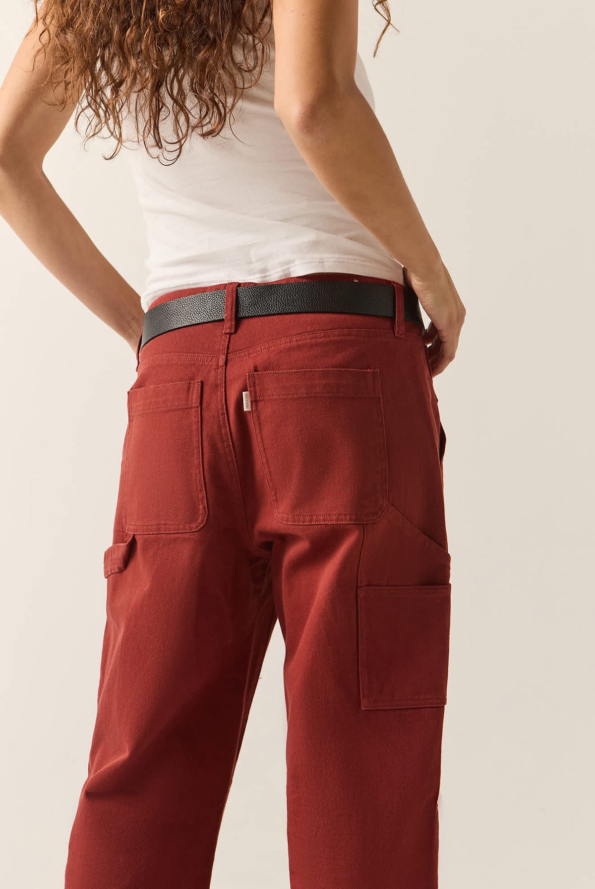 Women's Essex Embroidered Painter Pant in the color Dark Brick - Additional Fit image